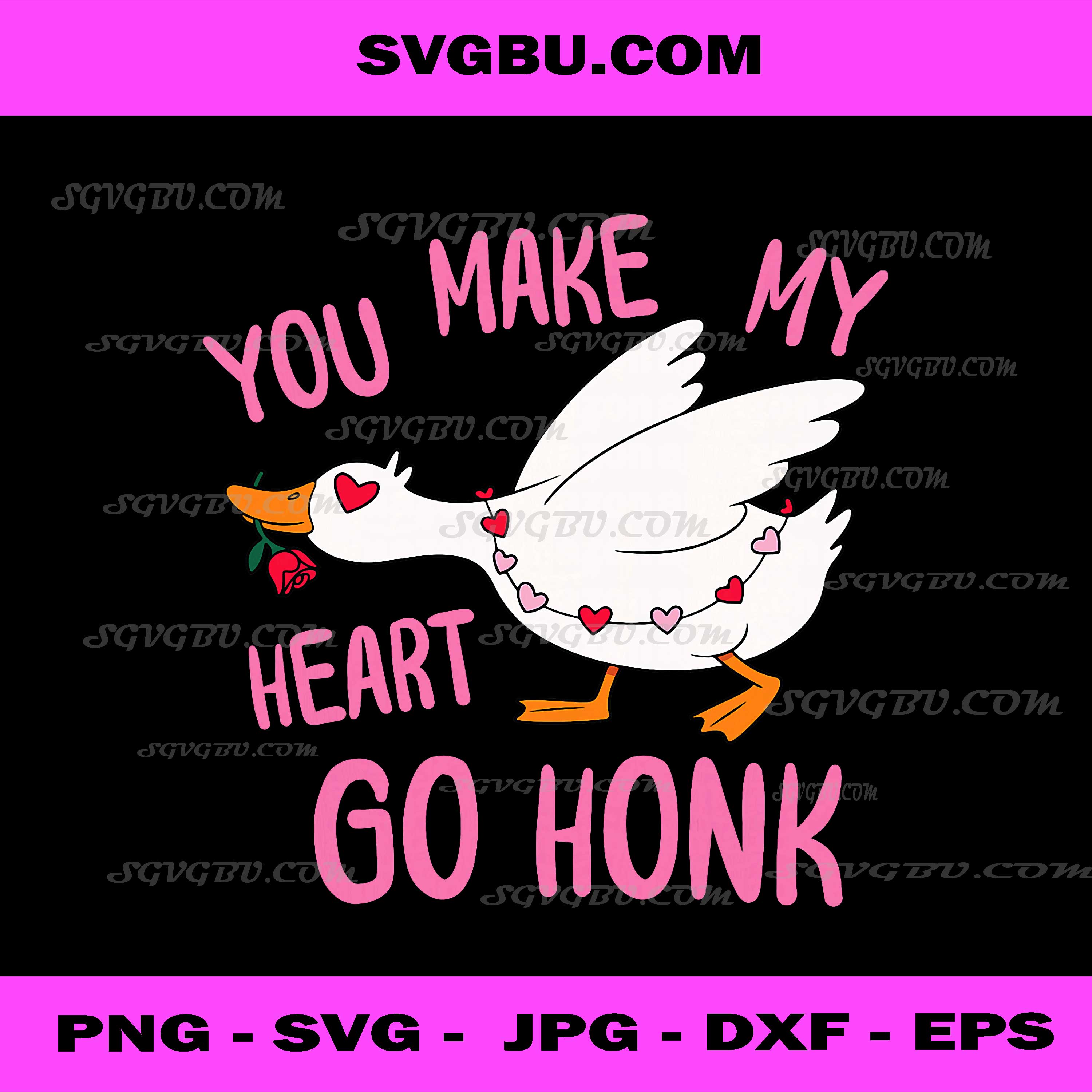 You Make My Heart Go Honk PNG, Funny Goose Valentine Saying Quote PNG, Cute Goose PNG