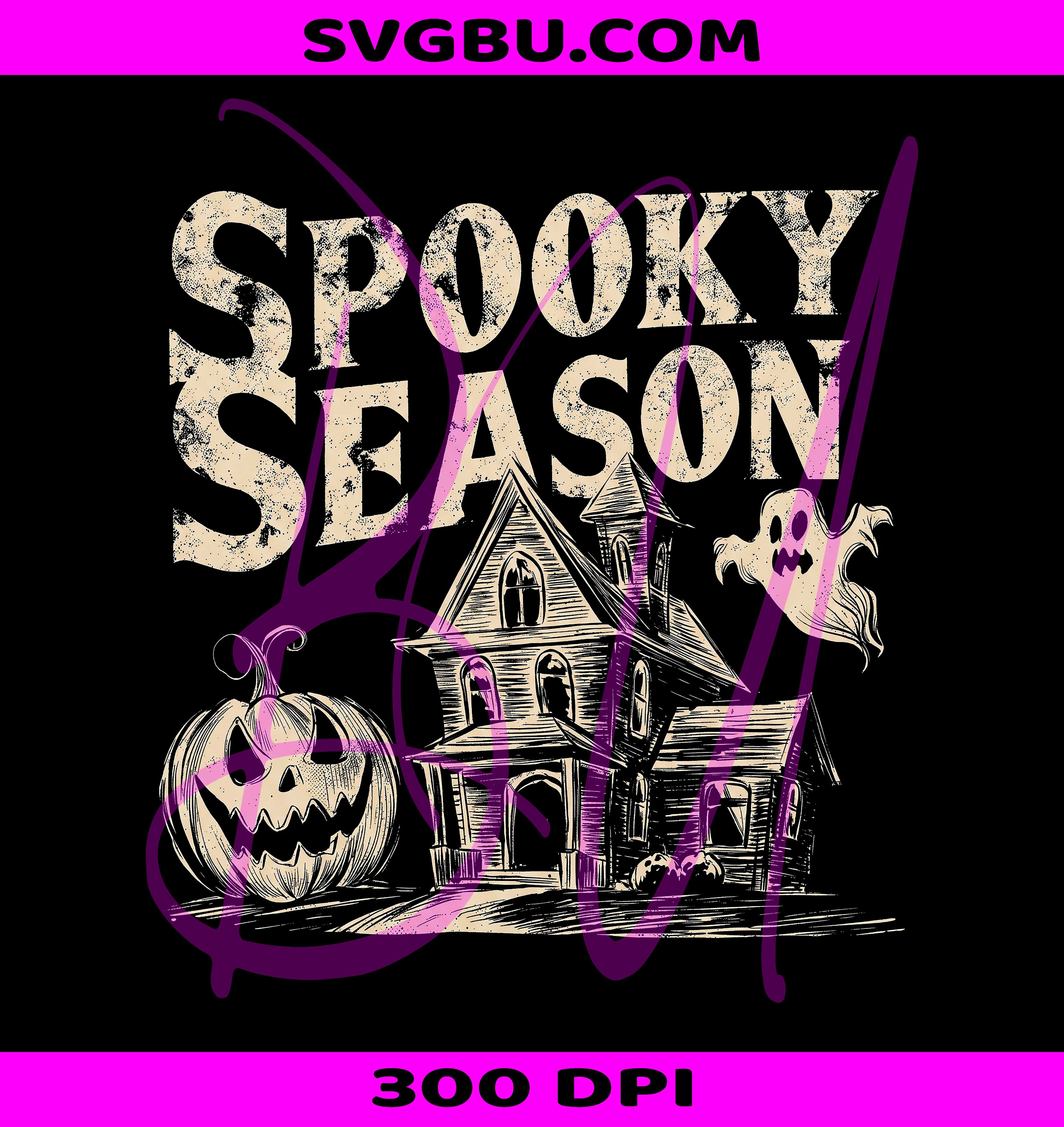 Vintage Spooky Season PNG, Haunted House PNG, Retro Ghost Pumpkin PNG