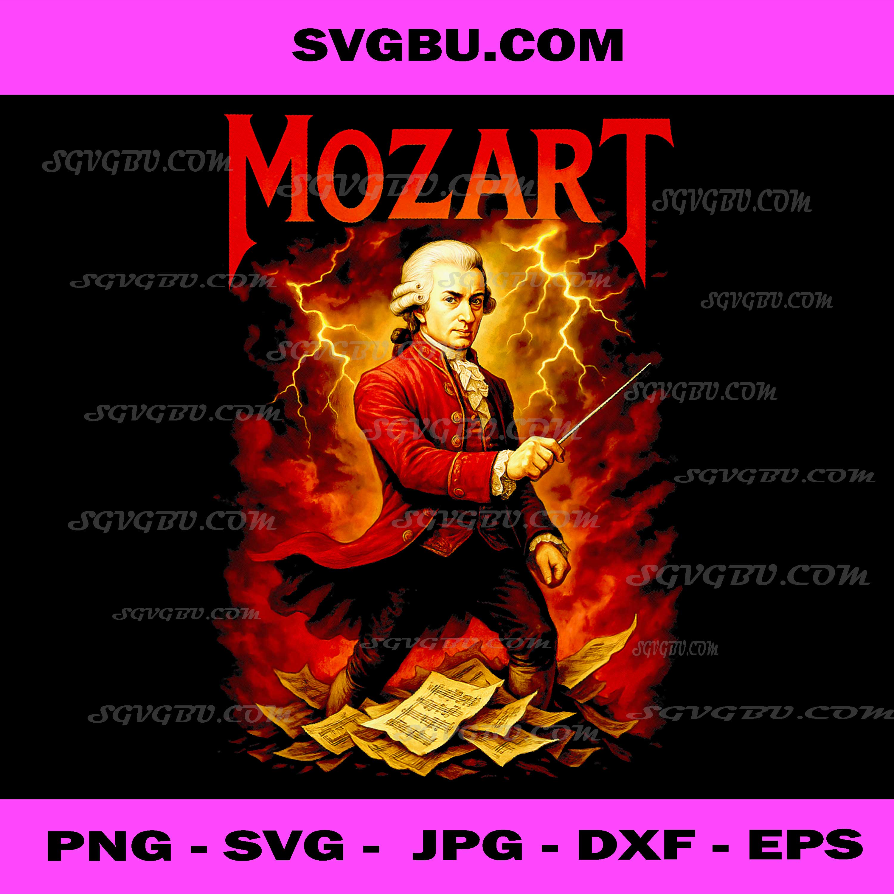 Classical Music Composer W.A. Mozart, Power Metal Album PNG