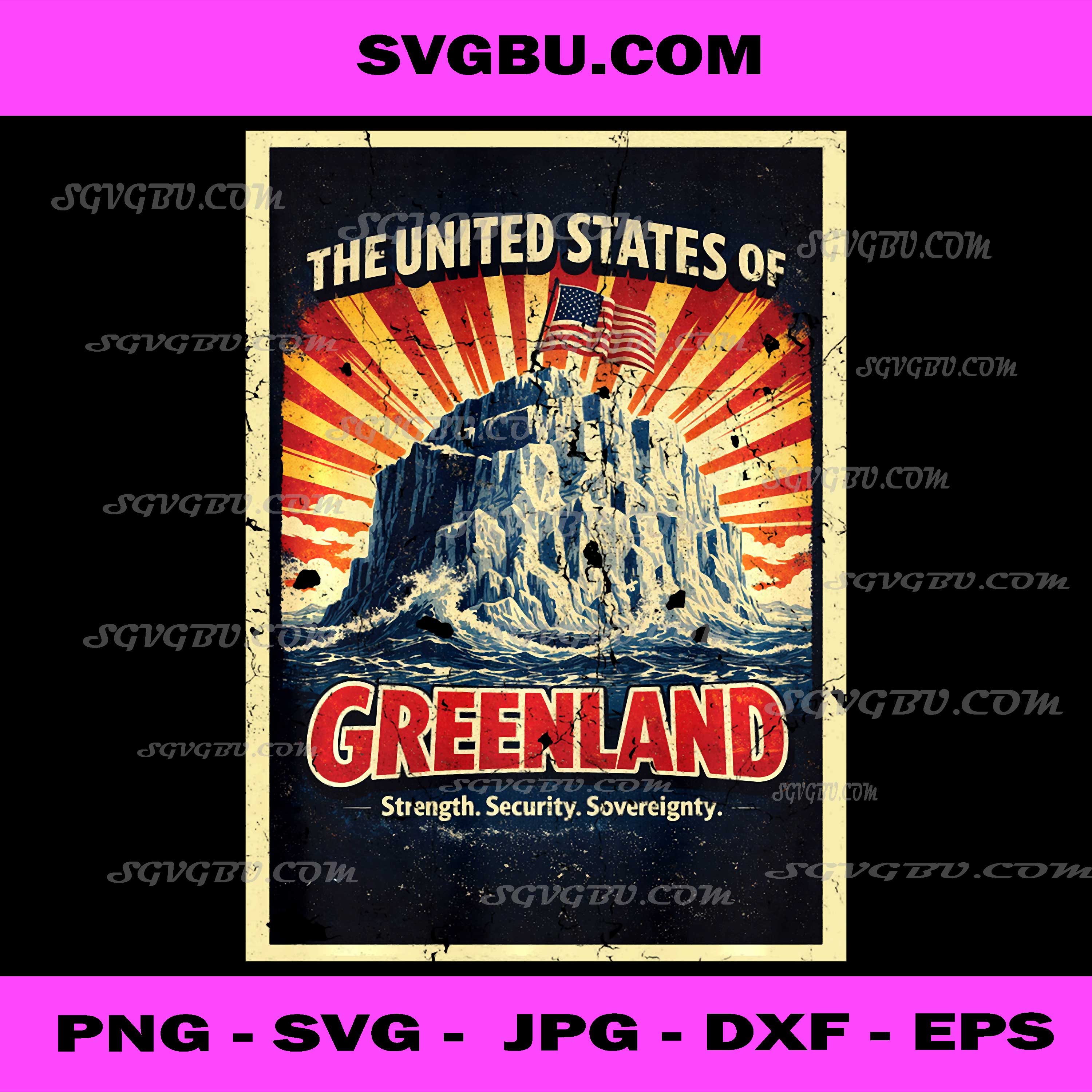 United States of Greenland Vintage Political Poster PNG, Humor PNG