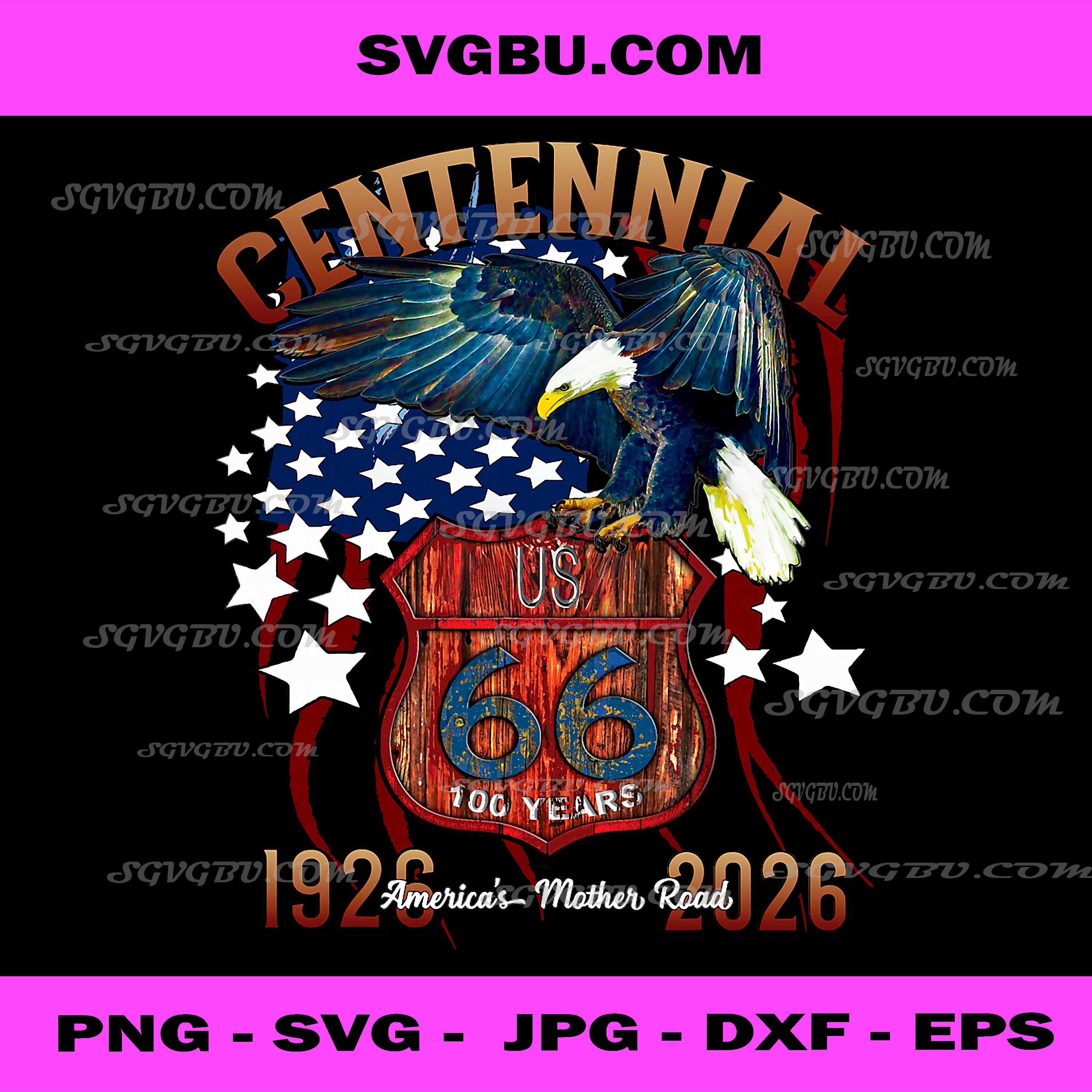 US HWY 66 Centennial Americas Main Street 1926 2026 PNG, Route 66 PNG