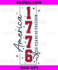 America 1776, 250 Years Of Freedom Vertical PNG, Patriotic US Flag Stars Design