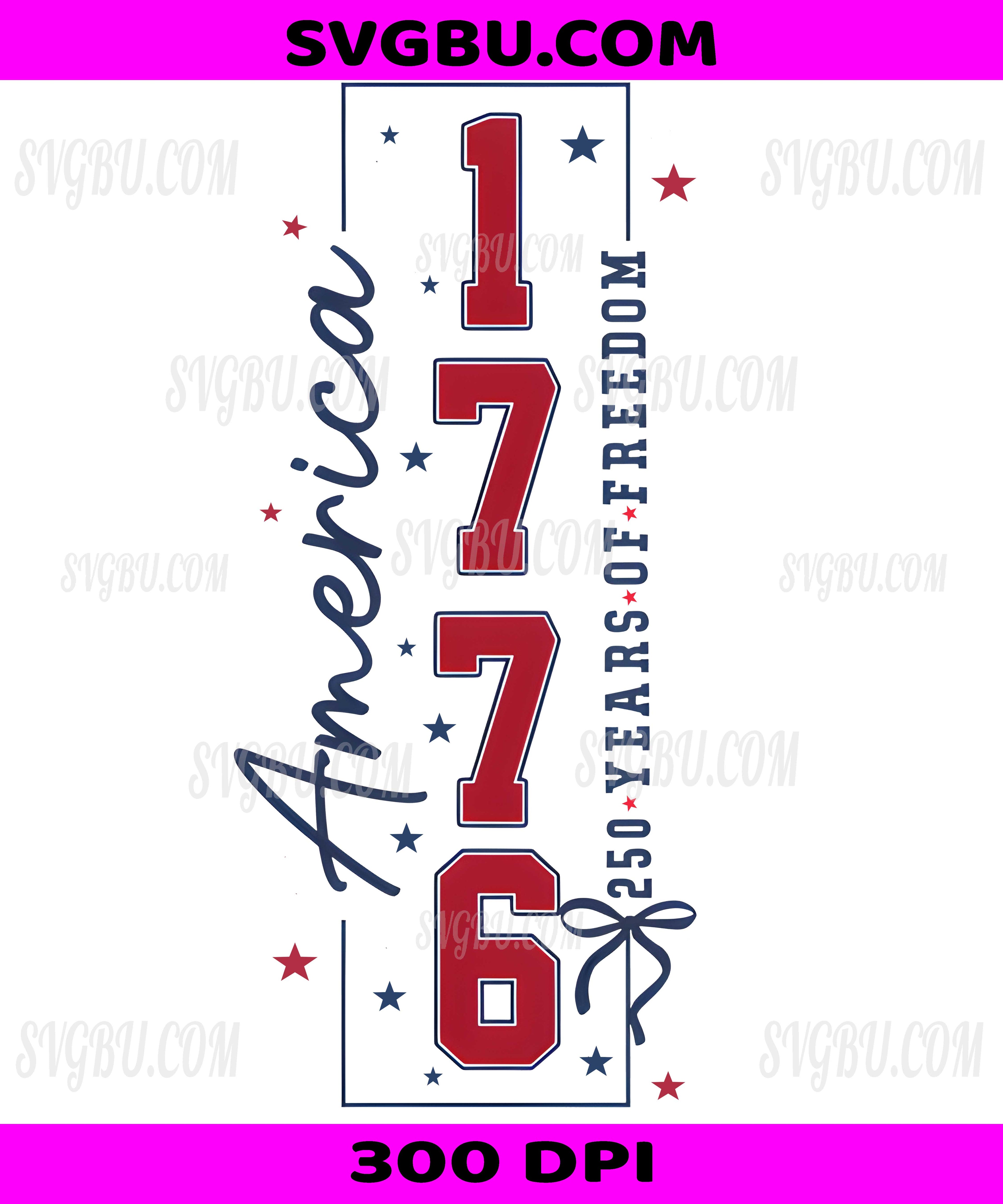 America 1776, 250 Years Of Freedom Vertical PNG, Patriotic US Flag Stars Design