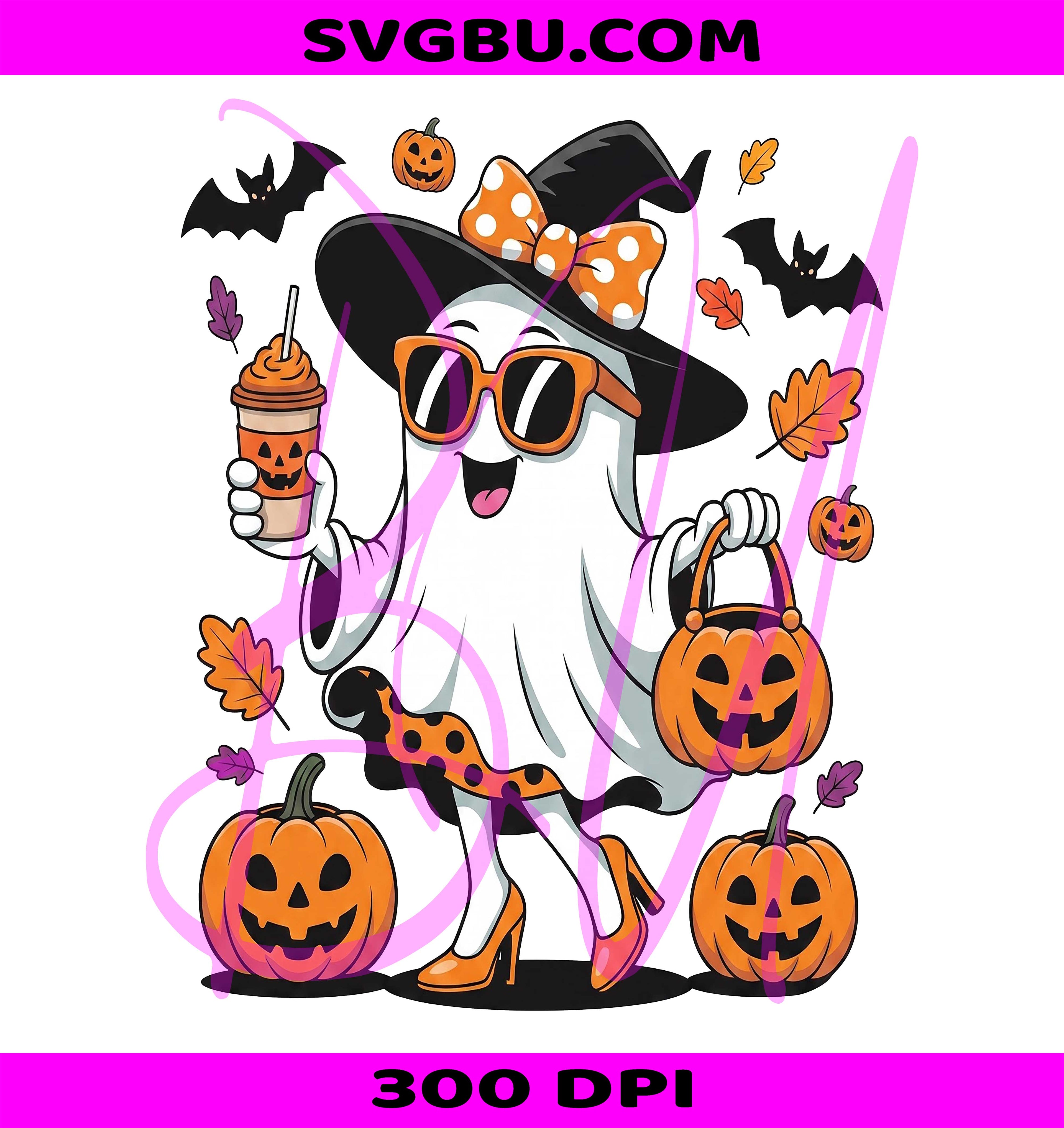 Cute Ghost Pumpkin PNG, Funny Ghost Halloween PNG, Bougie Ghost PNG