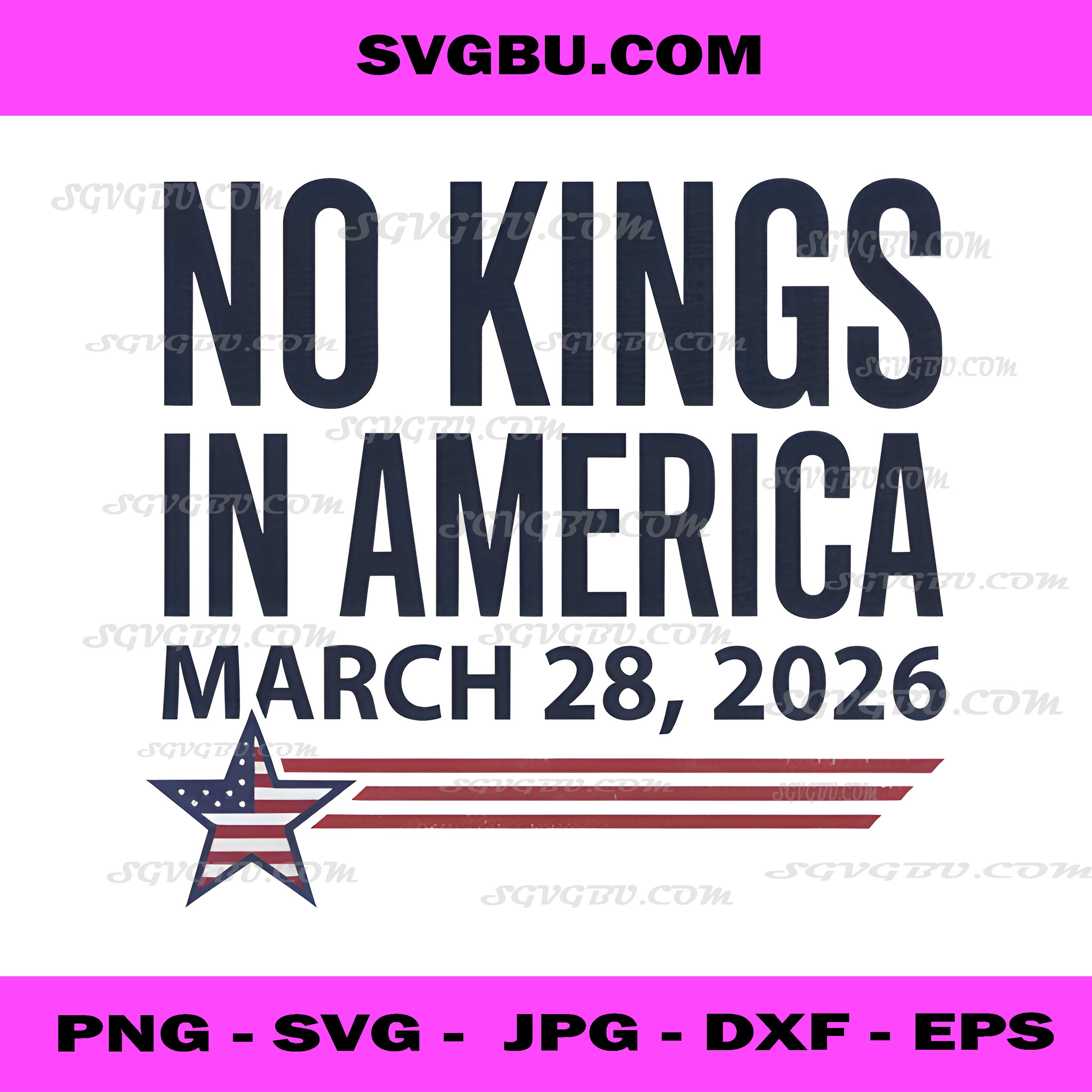 No Kings In America March 28 2026 PNG, Patriotic Quote PNG