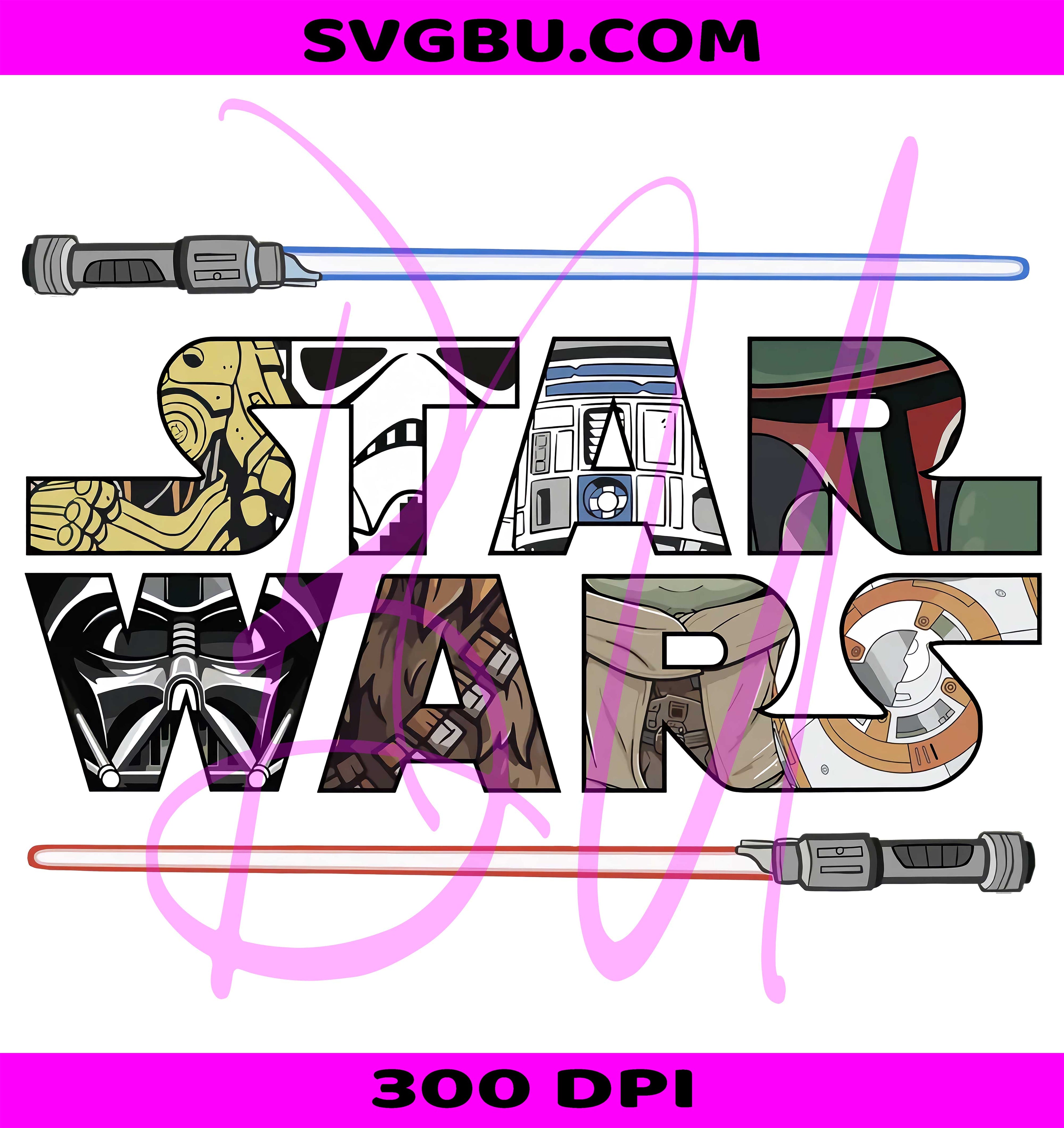 Star Wars Characters Letters PNG, Lightsabers Sci-Fi Movie Design PNG