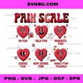 Cute Pain Scale Hearts PNG, Funny Medical Chart Art PNG
