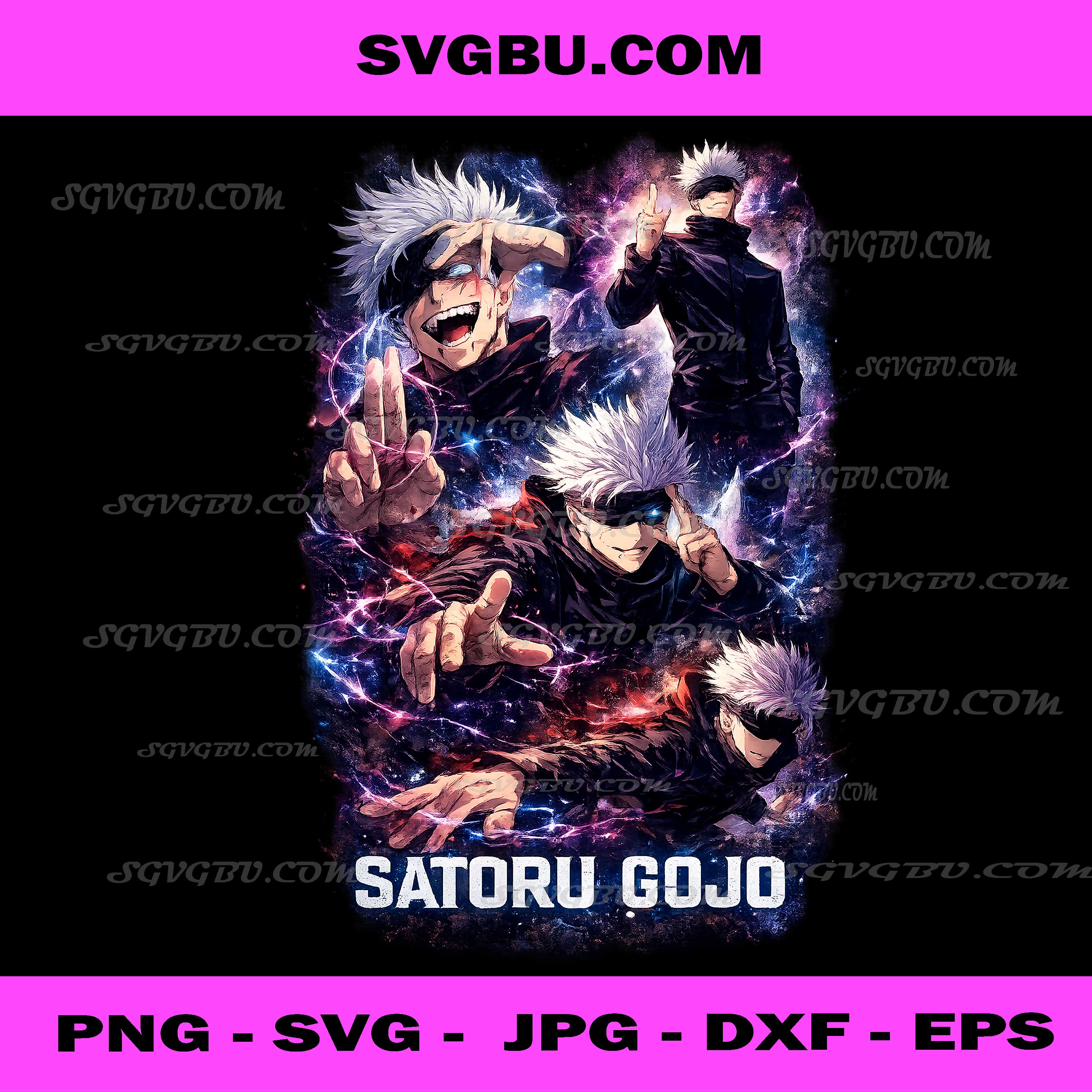 Satoru Gojo Anime Art PNG, Gojo Jujutsu Anime PNG, White Hair Sorcerer PNG