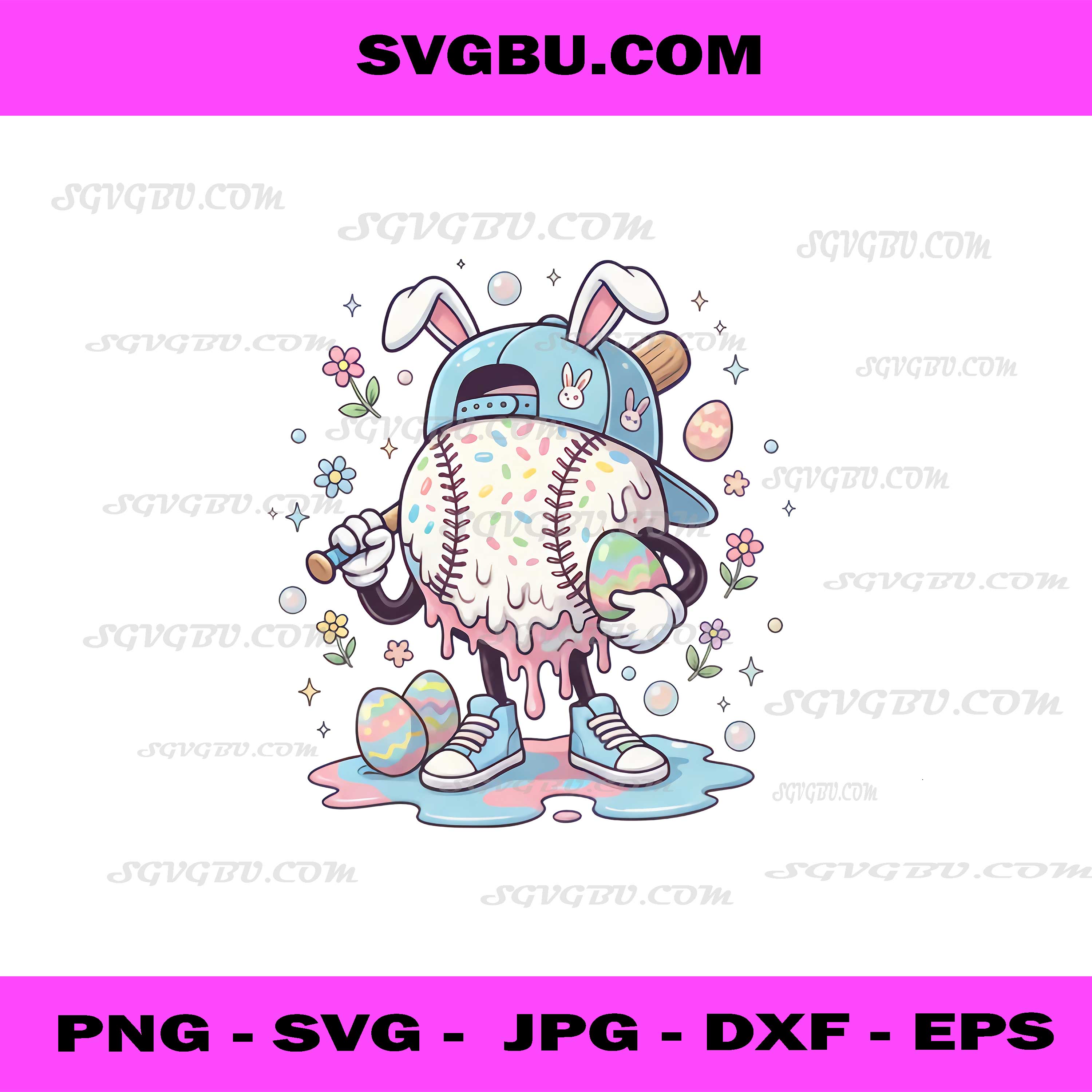 Baseball Easter Bunny PNG, Cute Sports Rabbit PNG Design
