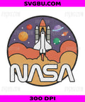 NASA Space Shuttle PNG, Retro Rocket Space Badge Design