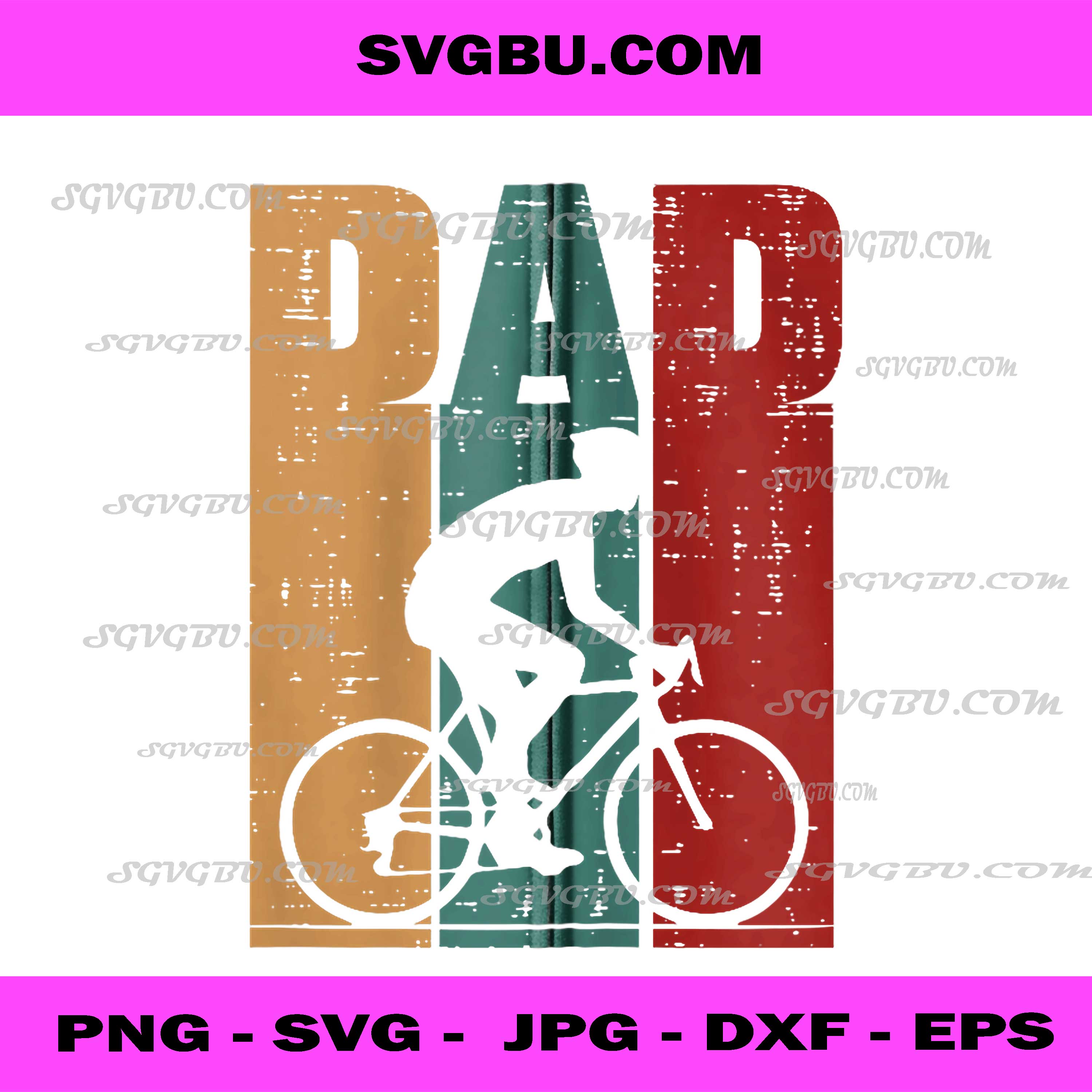 Fathers Day Dad Bicycle PNG, Retro Bike, Biker Cycling Papa, Daddy PNG