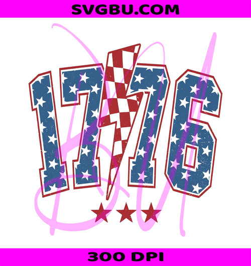 1776 Lightning Bolt PNG, Patriotic 1776 PNG, 4th Of July 1776 PNG