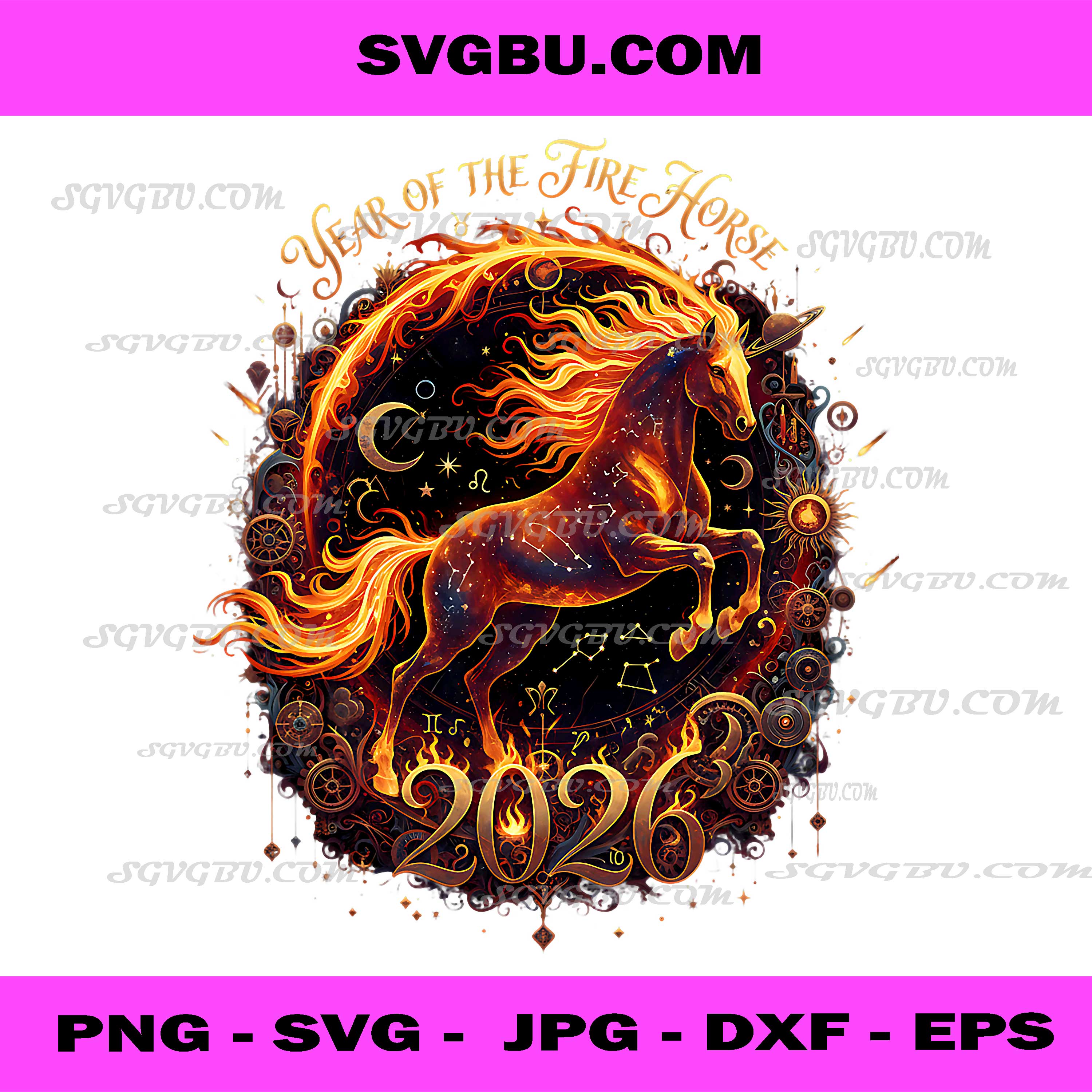 Year of The Fire Horse 2026 Lunar Chinese New Year Zodiac PNG, Horse PNG