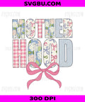 Motherhood PNG, Floral Gingham Coquette Pink Bow Mama Design