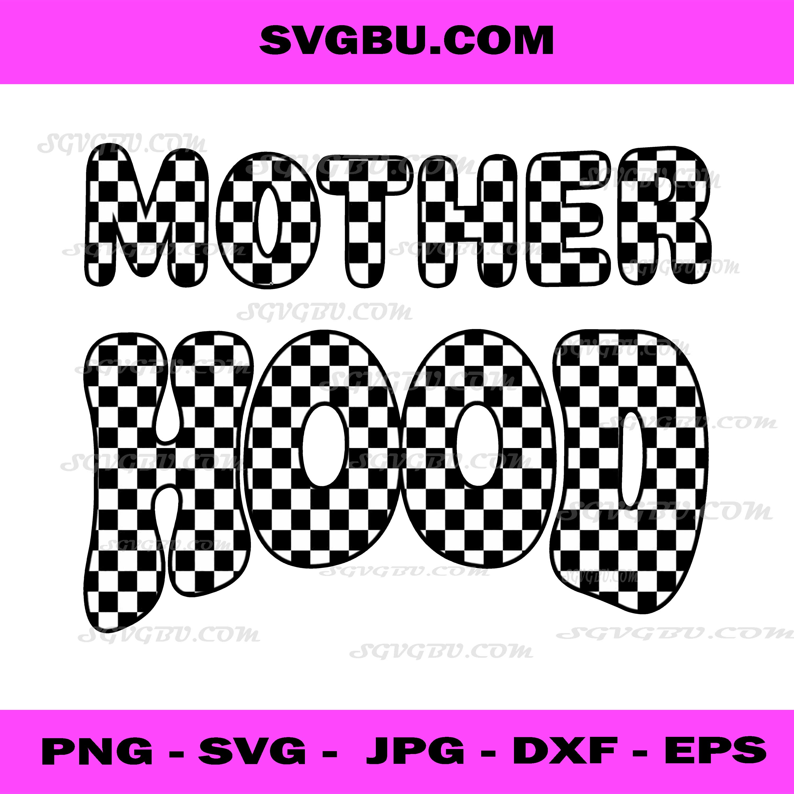 Checkered Motherhood PNG, Retro Groovy Mother's Day PNG