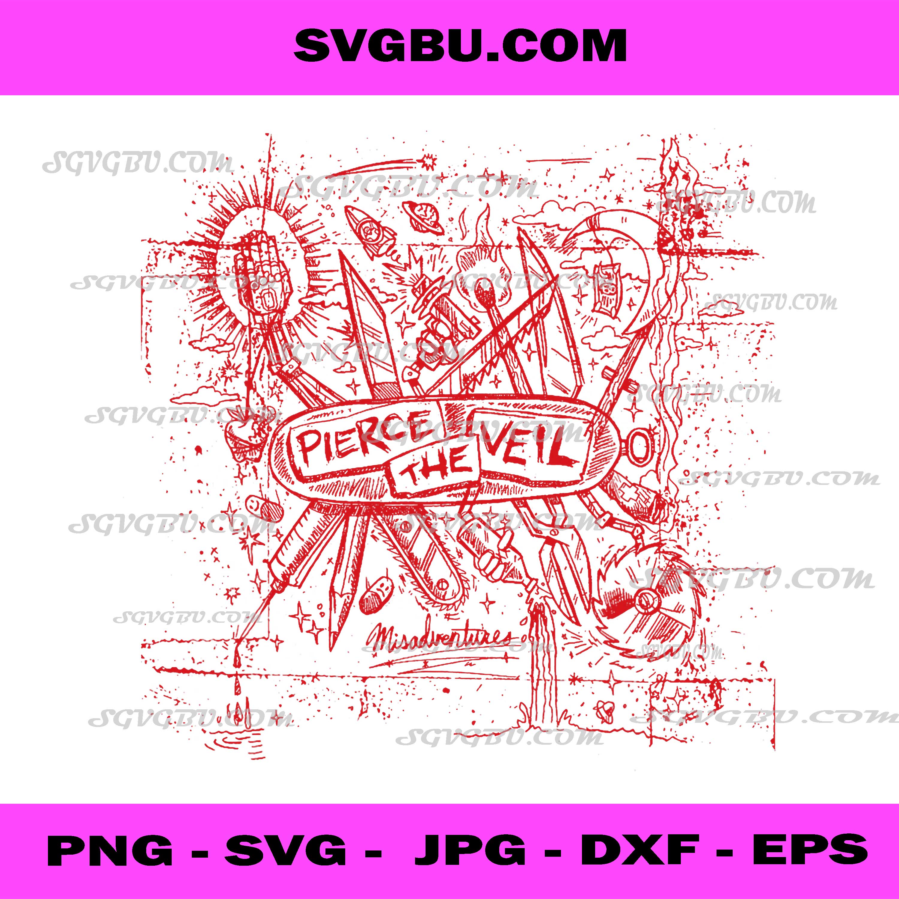 Pierce The Veil Misadventures Red Cover Art PNG Print PNG Design