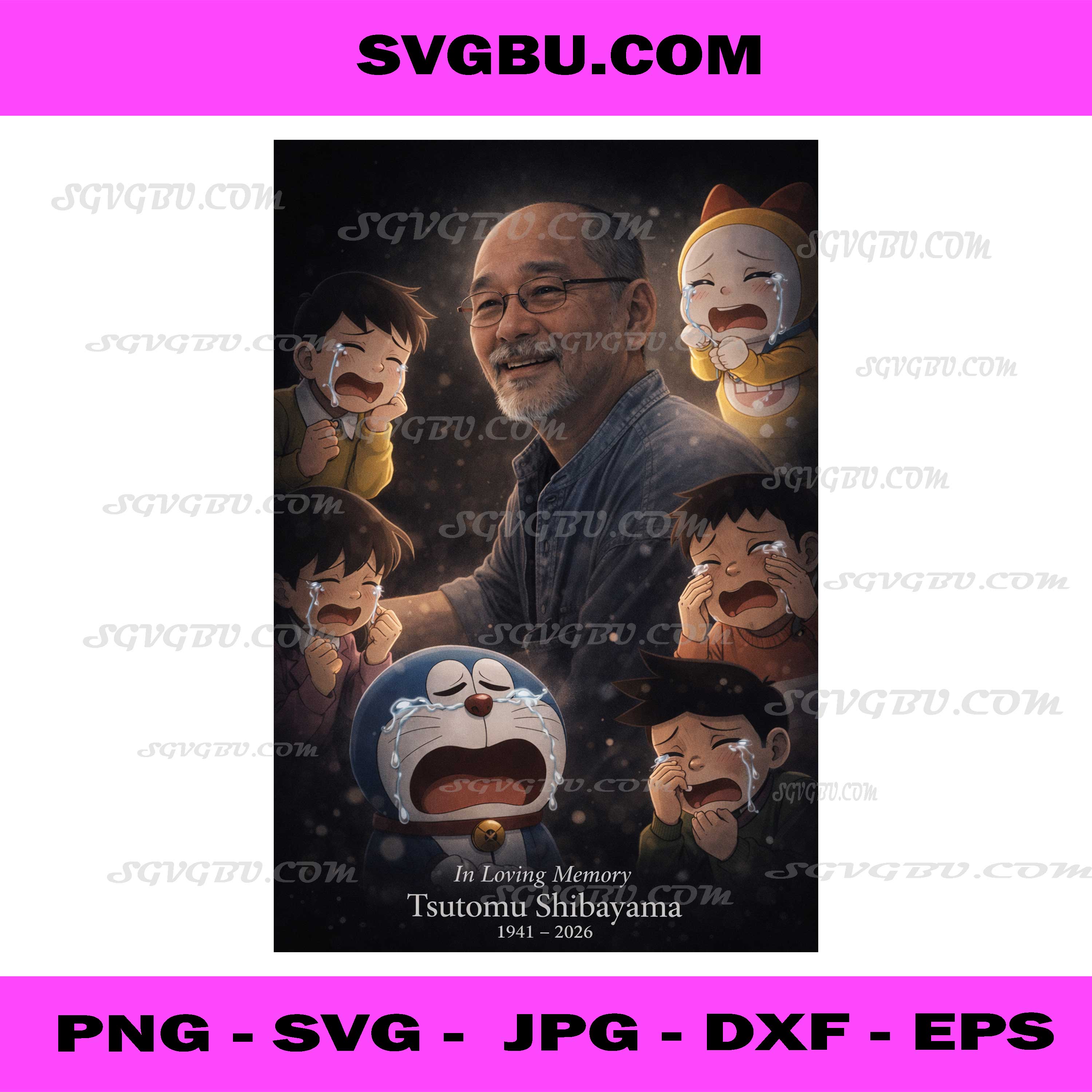 Tsutomu Shibayama Memorial PNG, Doraemon Tribute Art PNG, Anime Legend PNG