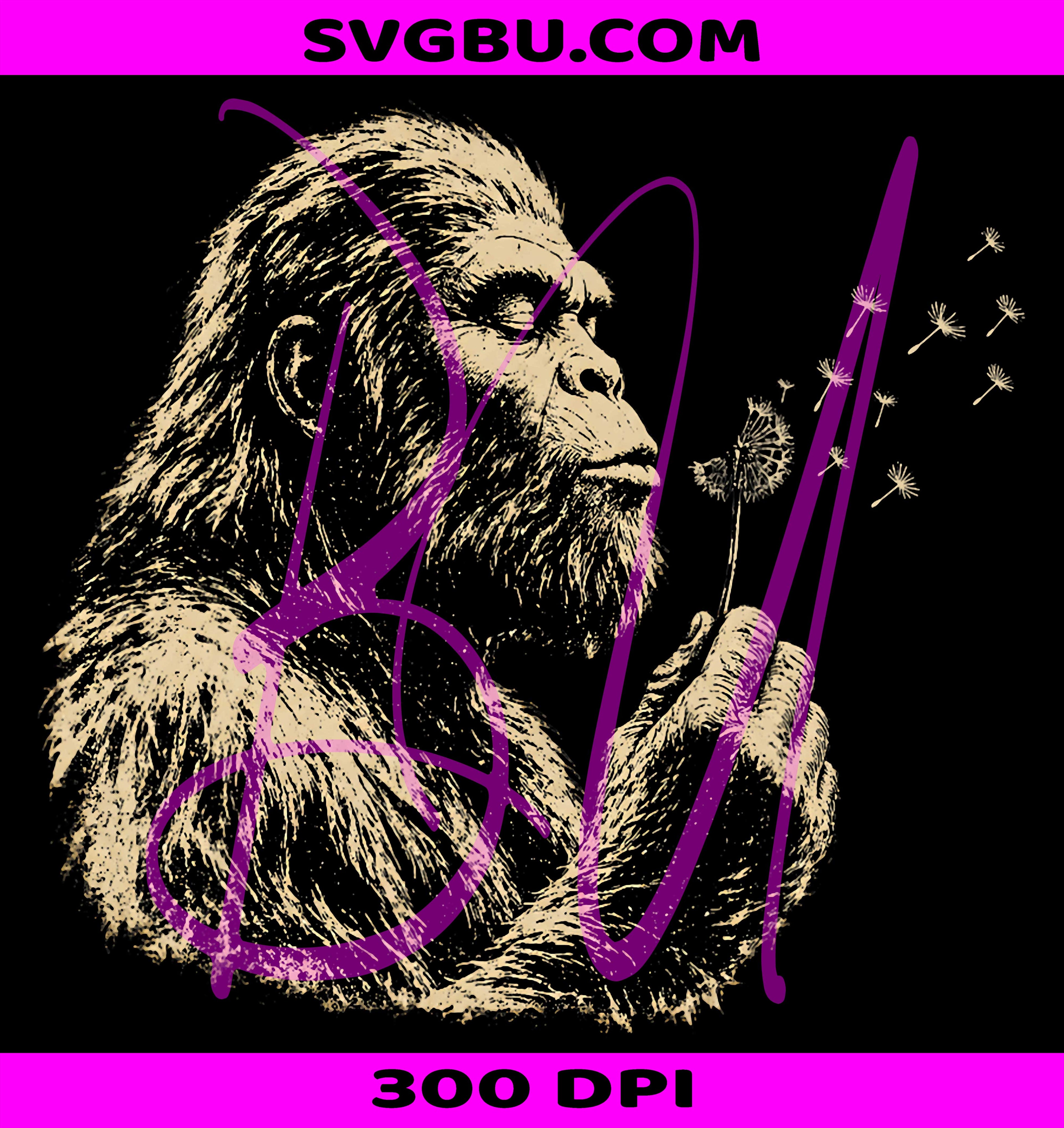 Blowing Wishes PNG, Funny Bigfoot Blowing Dandelion Art PNG