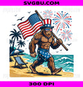 Bigfoot American Flag PNG, 4th Of July Patriotic Beach PNG