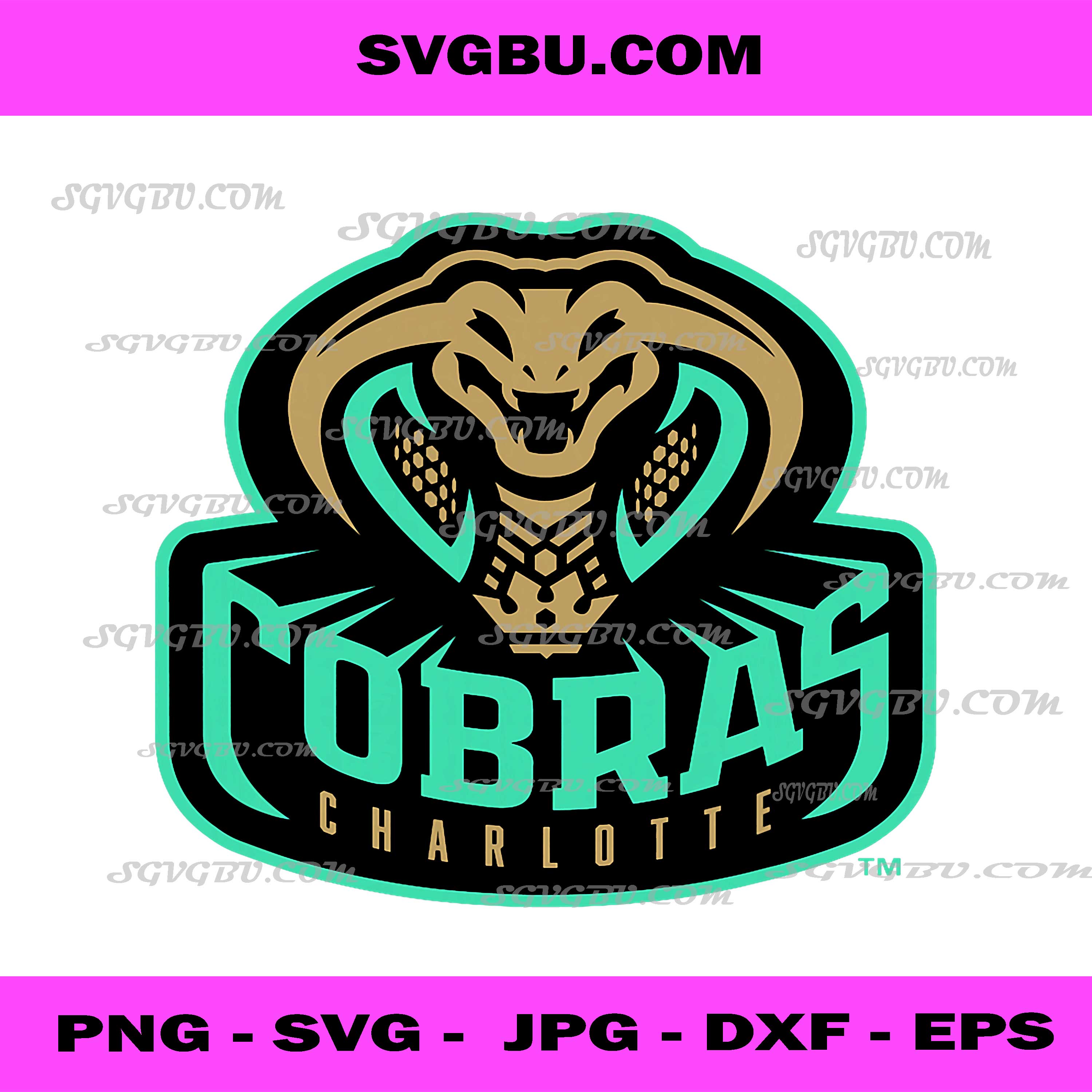 Charlotte Cobras Sports Team Logo PNG, Mascot Snake Esports Art PNG