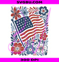 American Flag Floral PNG, Wildflower Red White Blue PNG, 4th Of July 250 TH PNG