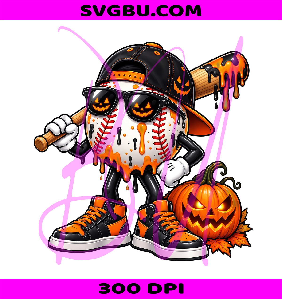 Dripping Halloween Baseball PNG, Spooky Slime Baseball PNG, Pumpkin PNG