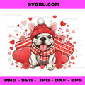 French Bulldog Valentines Day PNG, Funny Heart Pet Lovers PNG