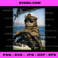 Captain Cat, Funny Tabby Steering Yacht On Ocean PNG