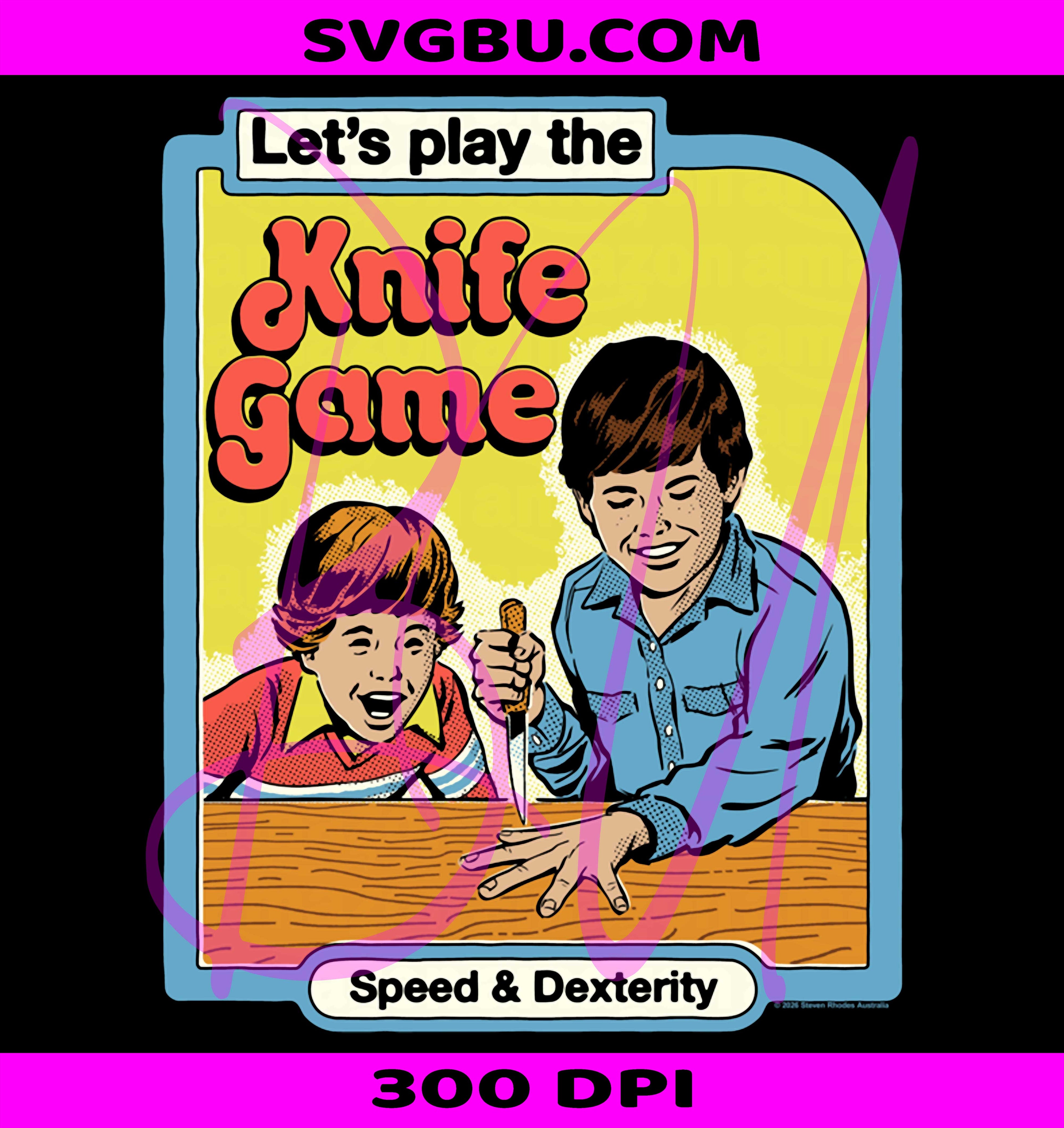 Steven Rhodes Lets Play Knife Game PNG, Retro Dark Humor Pullover PNG