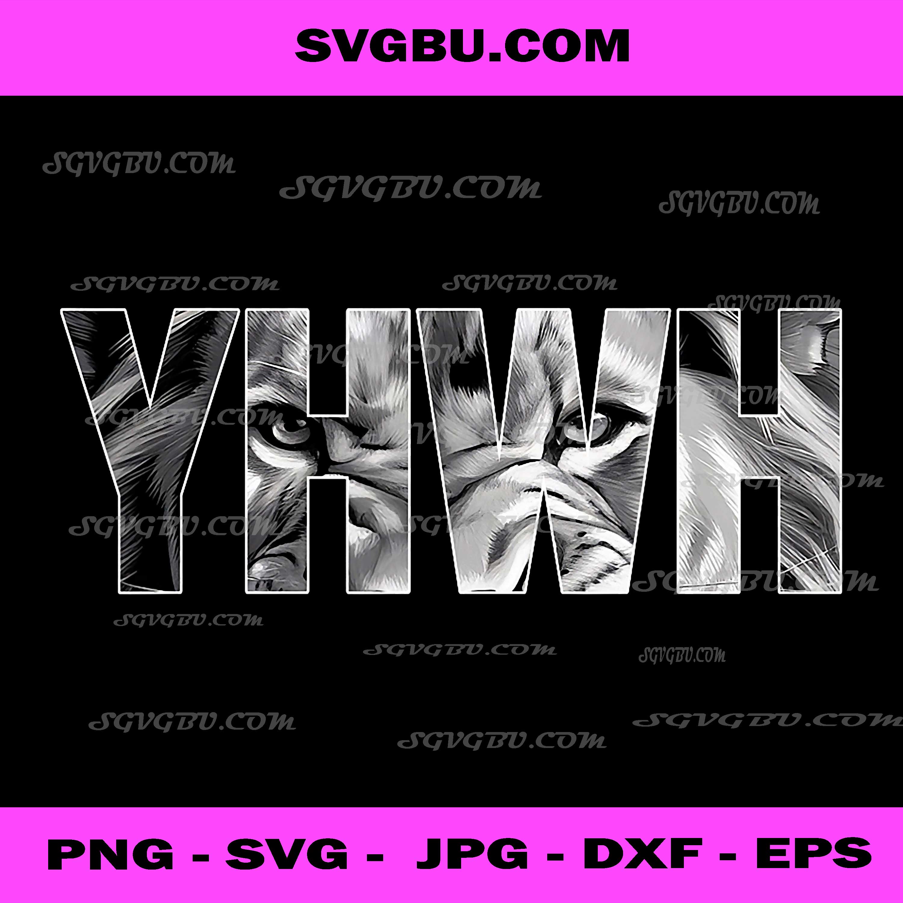YHWH Lion Head PNG, Hebrew Name Of God PNG, Christian Lion PNG