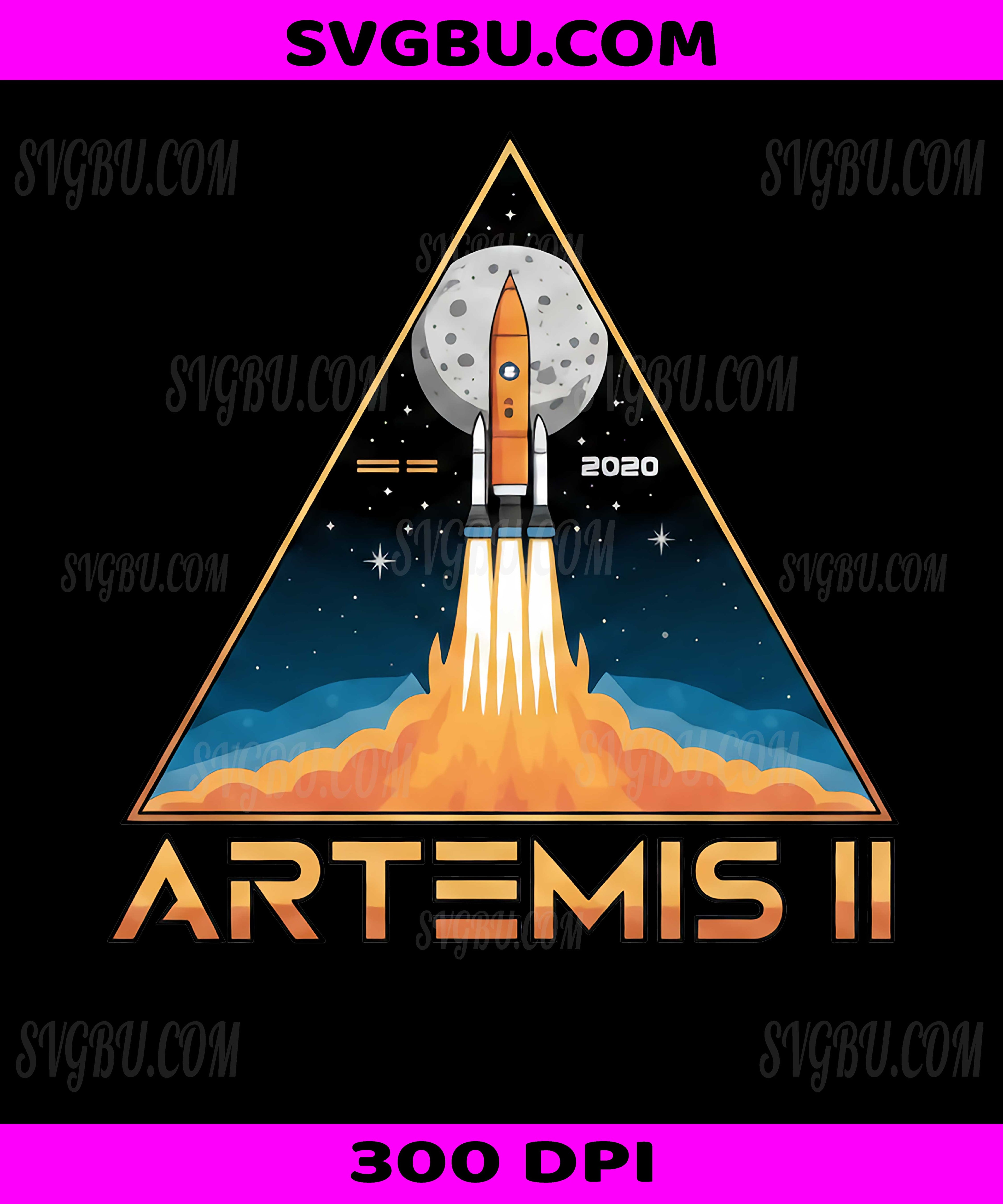 Artemis II PNG, NASA Moon Mission Triangular Rocket Launch Badge