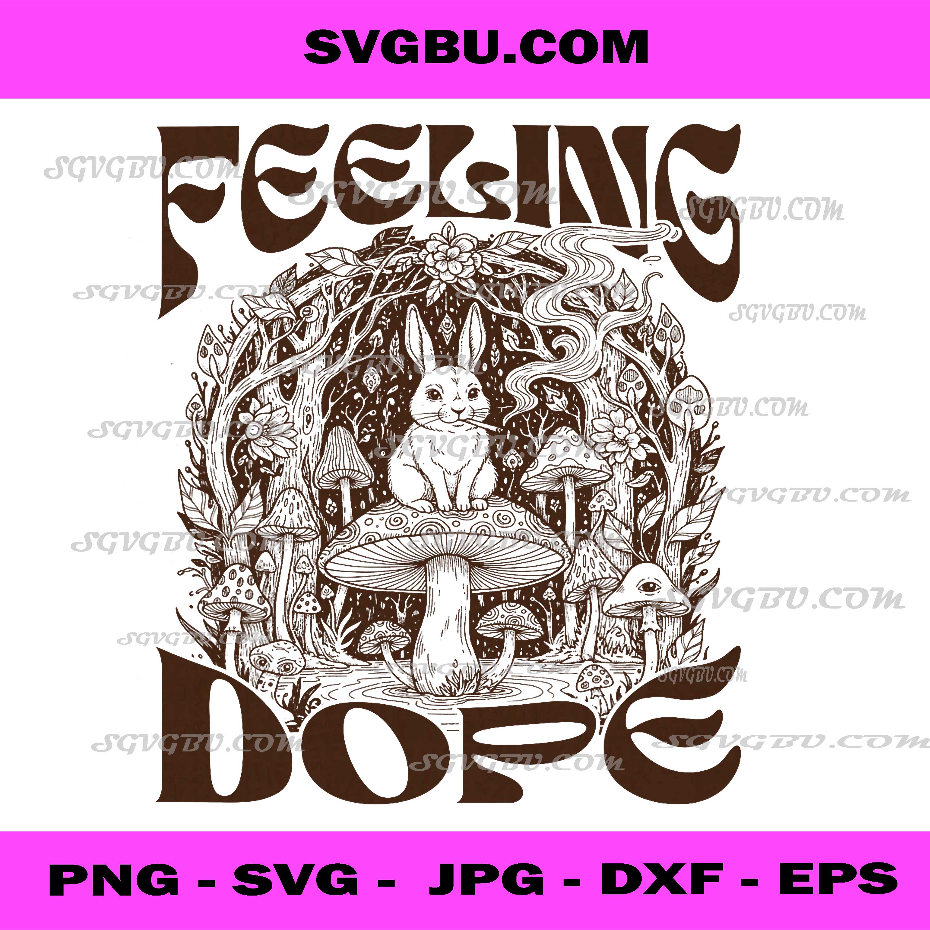 Psychedelic Bunny Mushroom Stoner Babe 420 Art PNG Design PNG