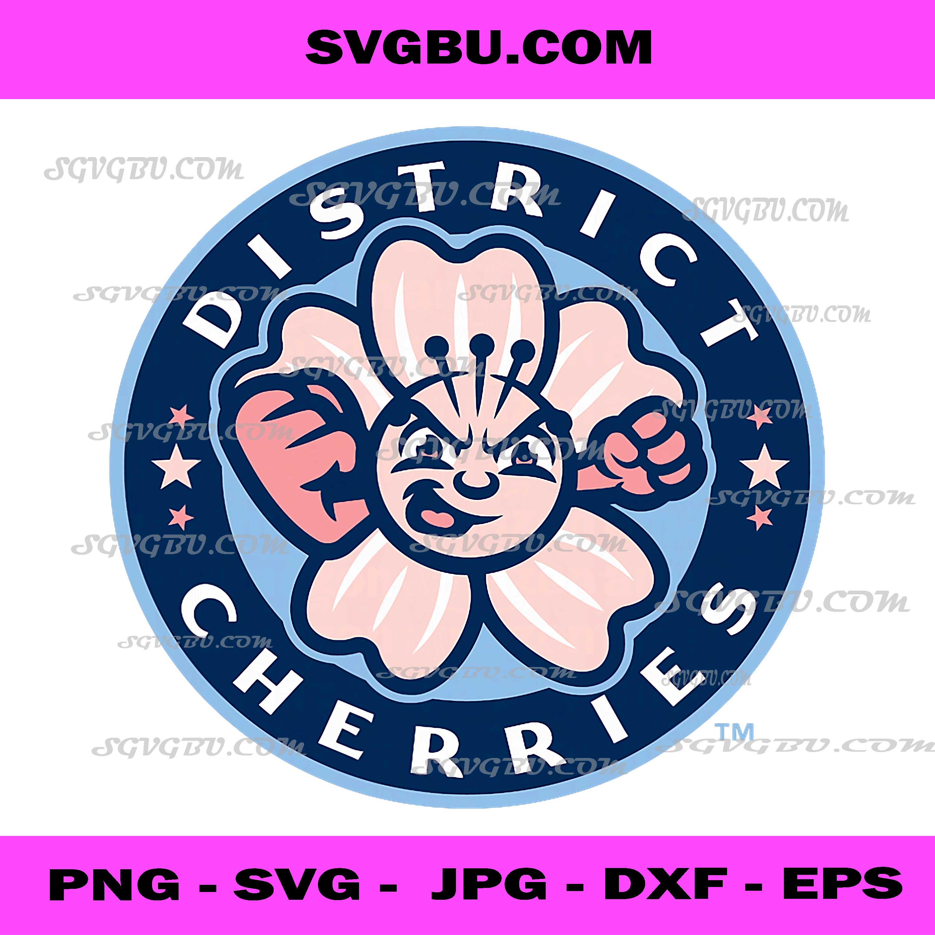 District Cherries Sports Team Logo PNG, Mascot Flower Blossom PNG