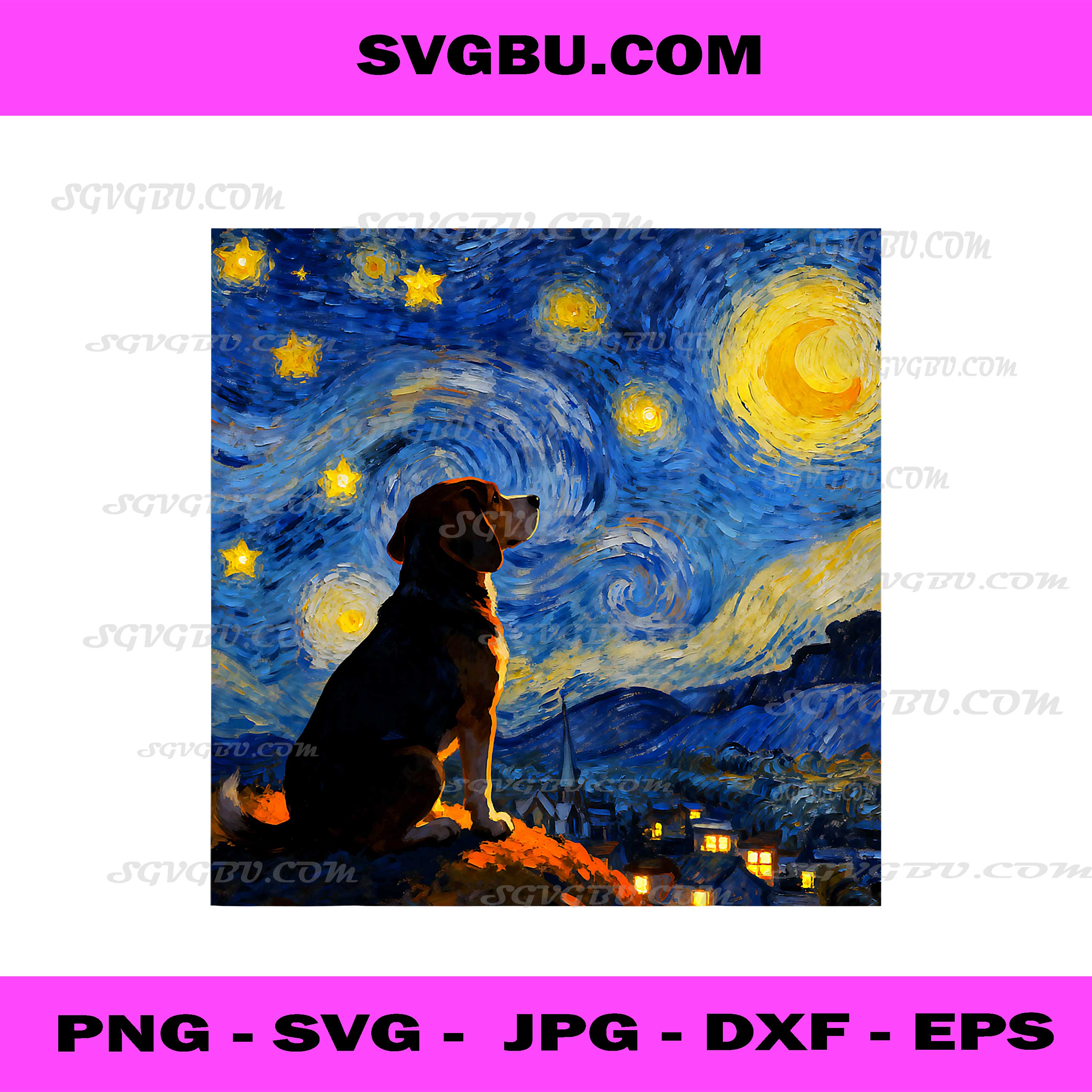 Funny Beagle Dog Graphic Van Gogh Style Starry Night PNG, Beagle PNG
