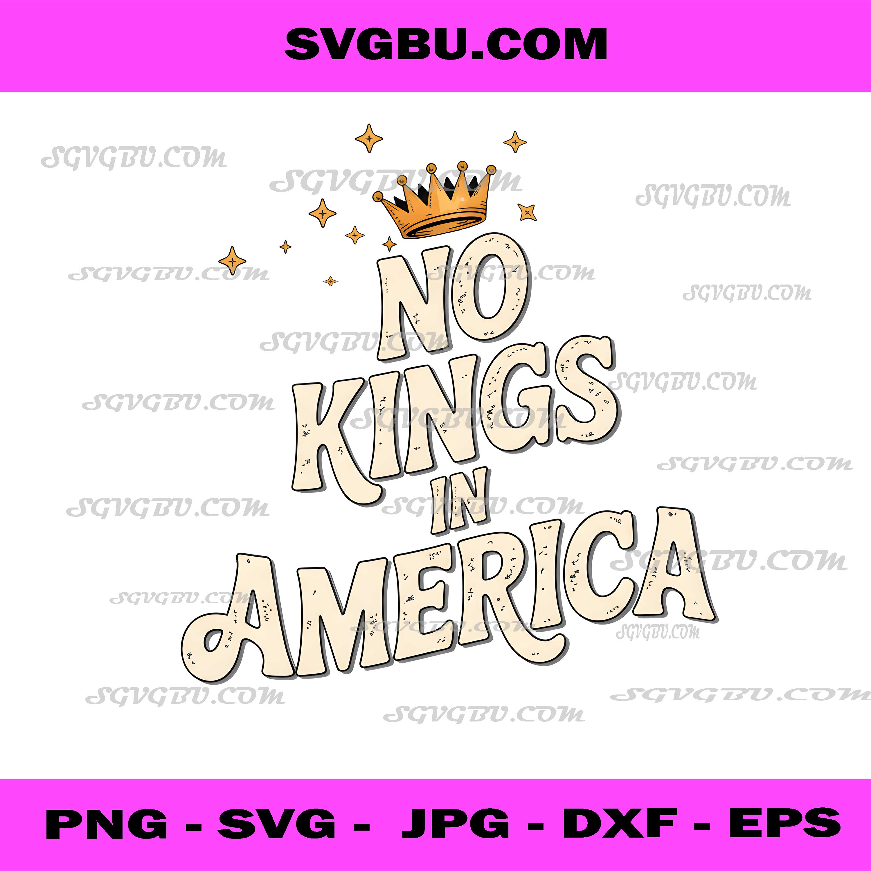 No Kings In America PNG Patriotic Retro Star Crown Design PNG