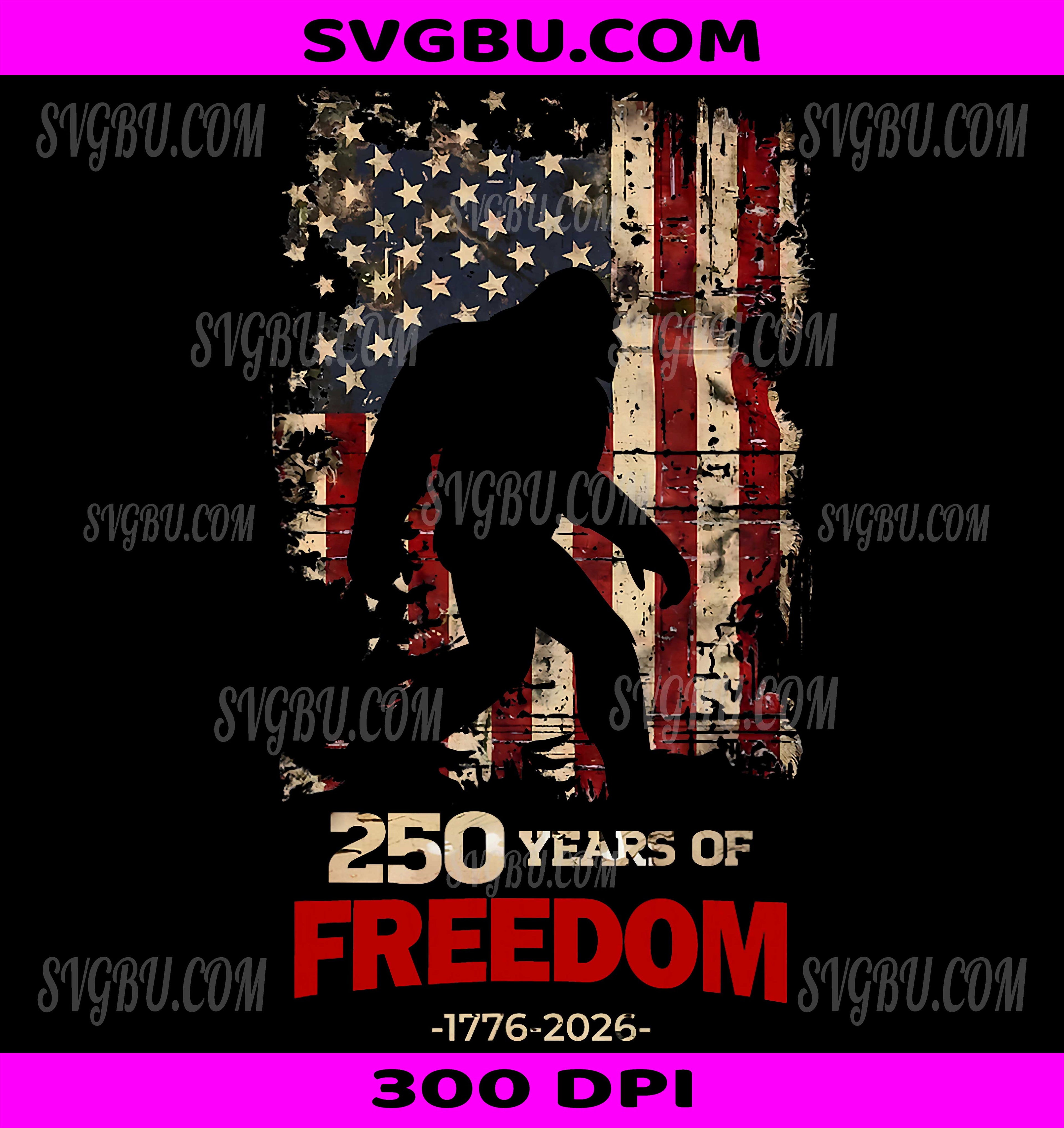 Bigfoot American Flag PNG, Sasquatch 250th Anniversary PNG