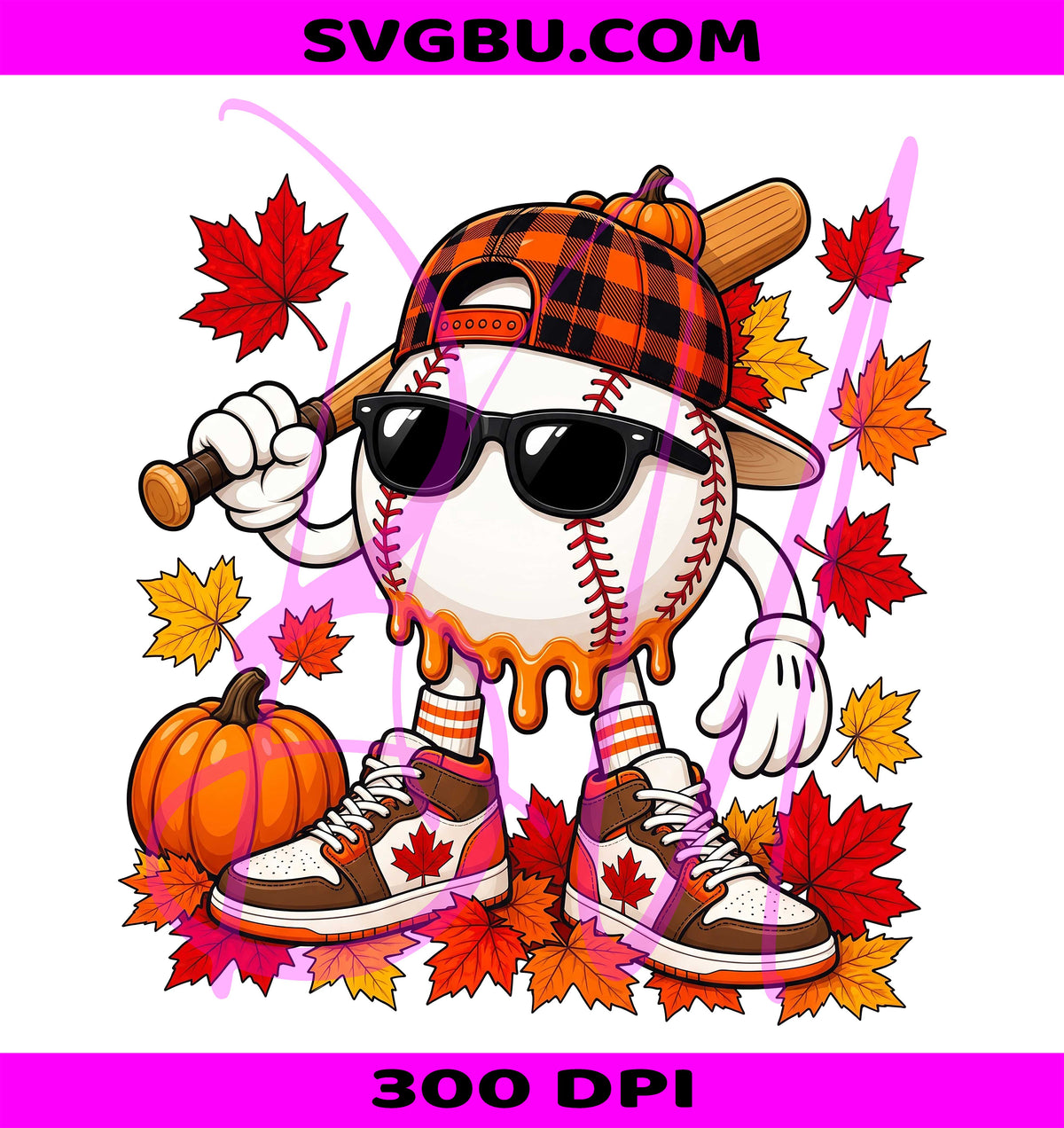 Drippy Fall Baseball PNG, Pumpkin Cap Baseball PNG, Autumn Sports PNG