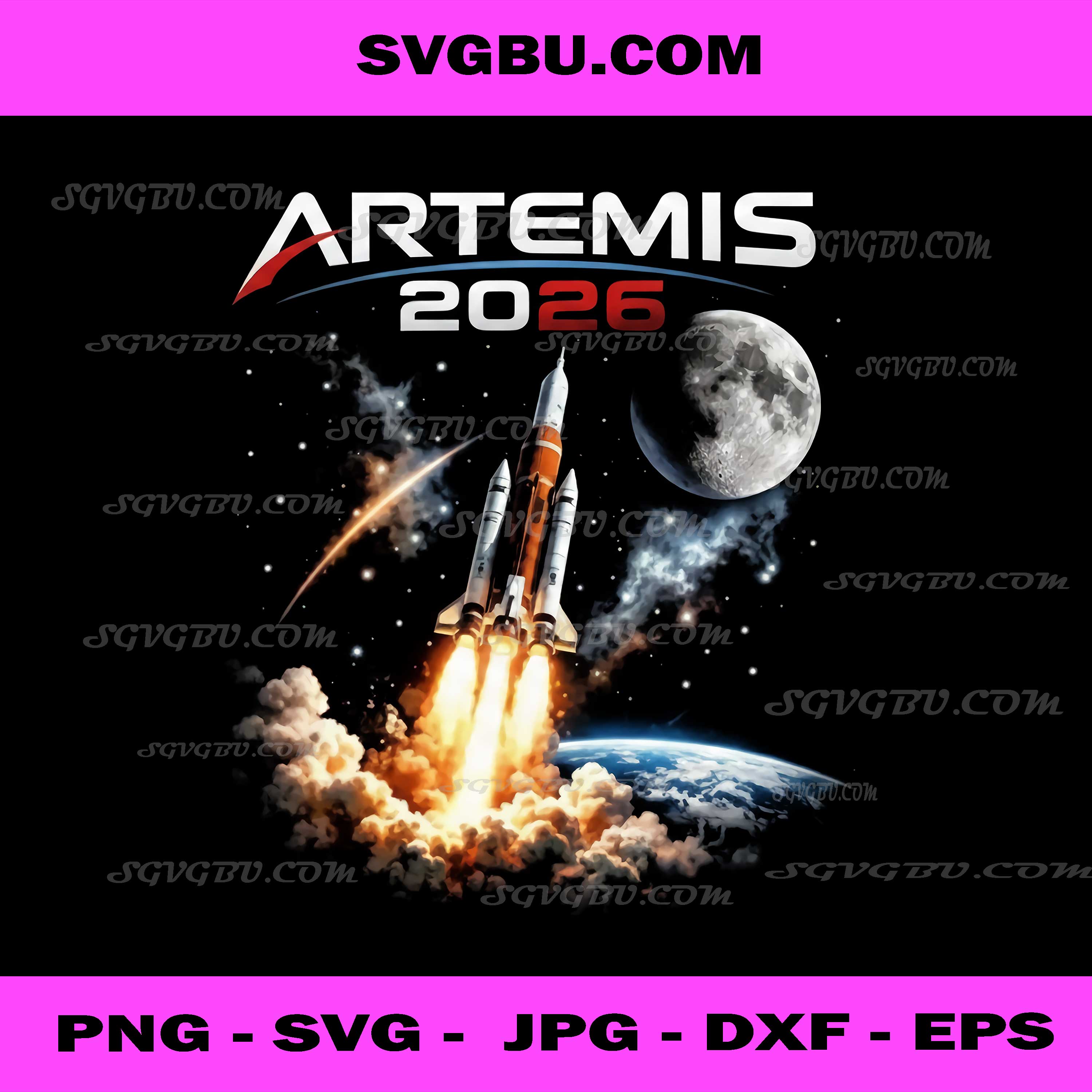 Artemis 2026 Rocket Launch PNG, NASA Space Mission Moon Orbit Design