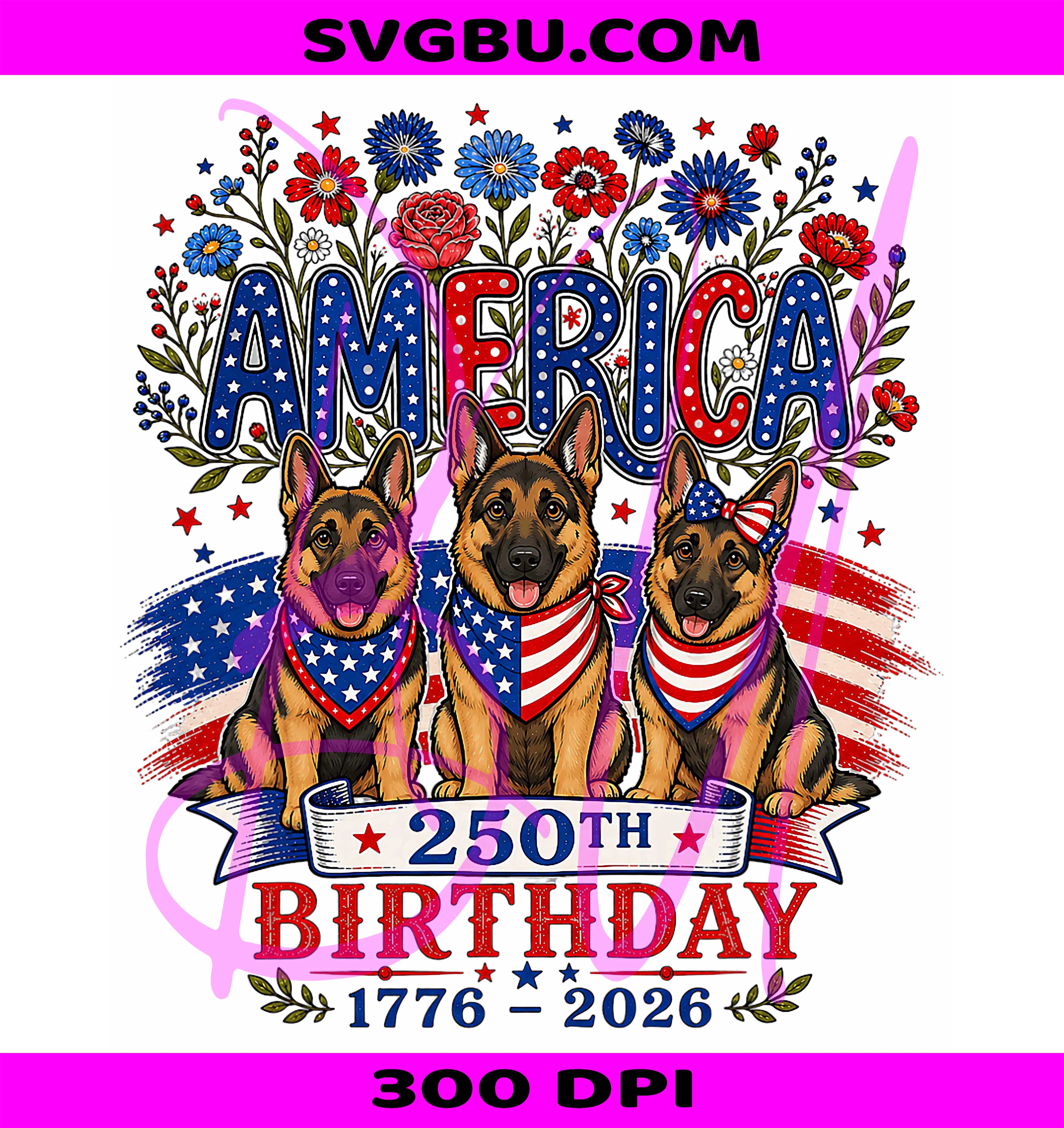 4th Of July German Shepherd PNG, Patriotic Dog PNG, 250 Years USA PNG