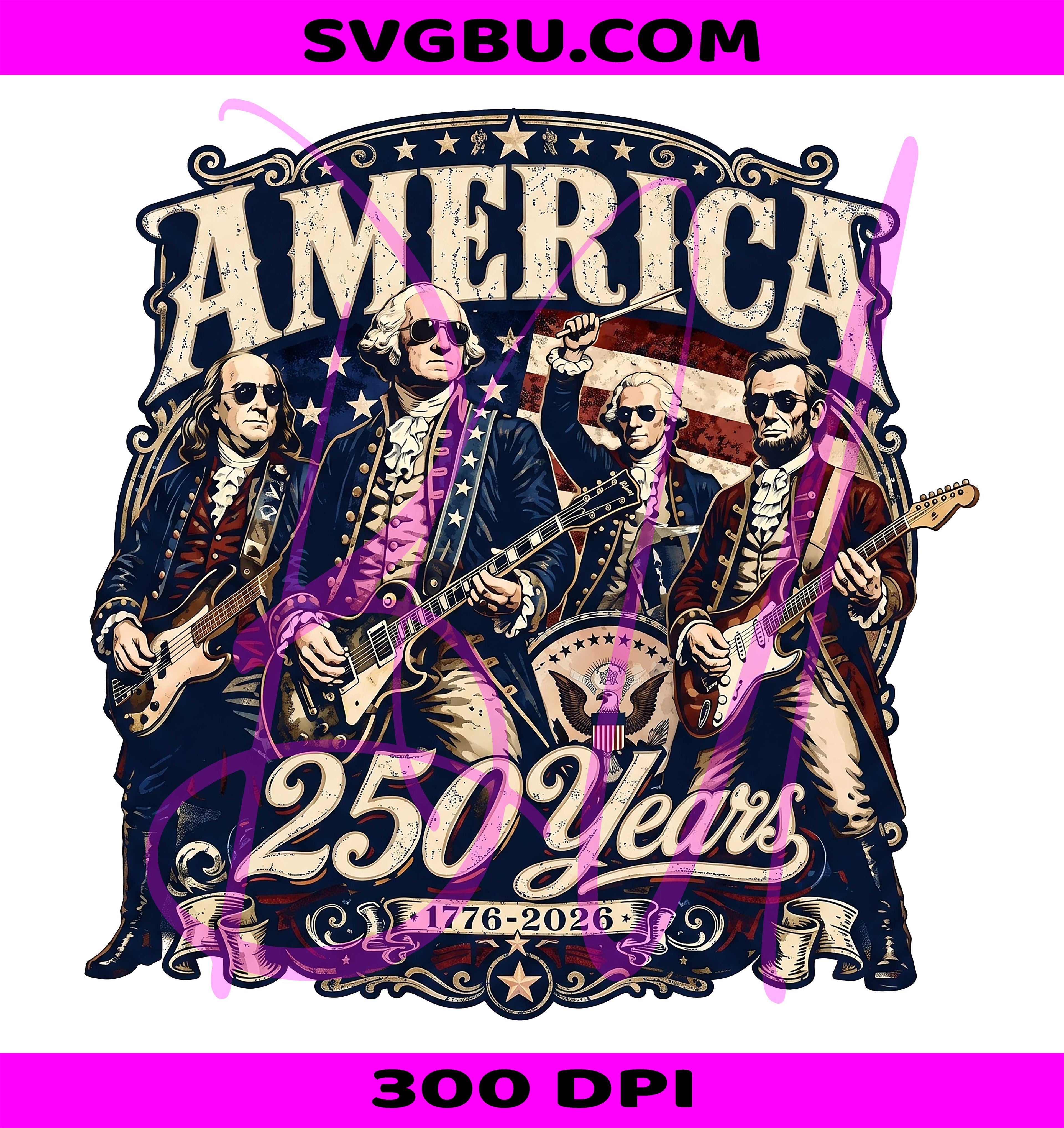 America 250th Anniversary PNG, Founding Fathers PNG, Guitar Band PNG