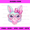 Pink Bow Bunny Heart Glasses PNG, Cute Rabbit Bubblegum PNG