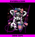 Patriotic Highland Cow PNG, 4th of July Cow Coffee Design PNG