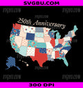USA 250th Anniversary Patchwork Map PNG, 4th Of July Design PNG