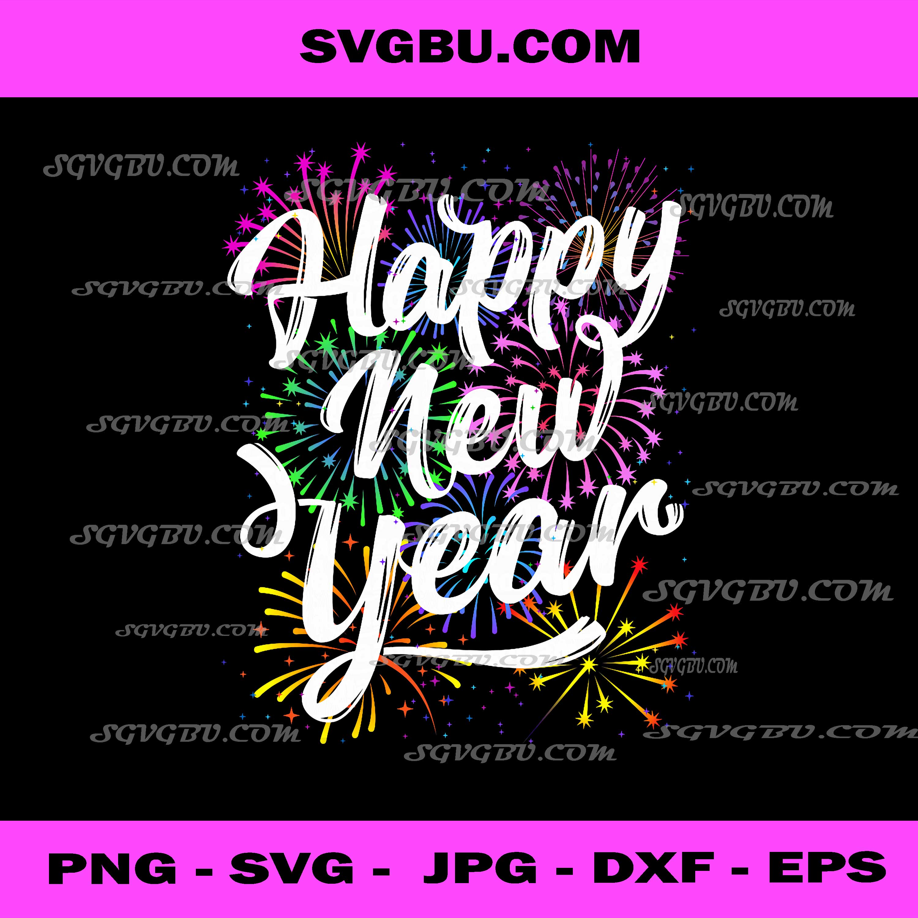 Happy New Year Party 2026 PNG, Family Matching Fireworks PNG