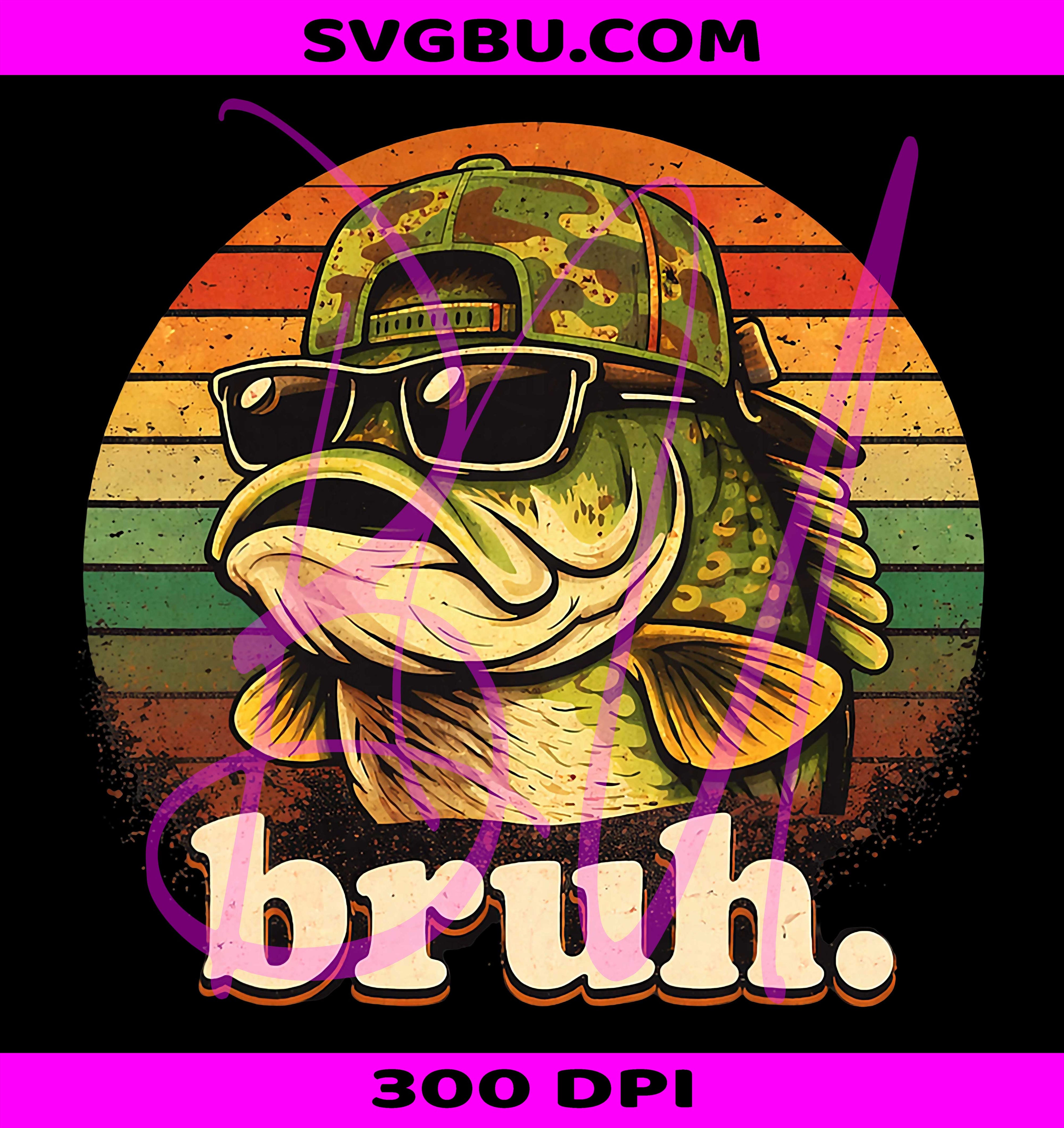 Bruh Fishing PNG, Funny Camo Bass Fish Boys Camouflage PNG