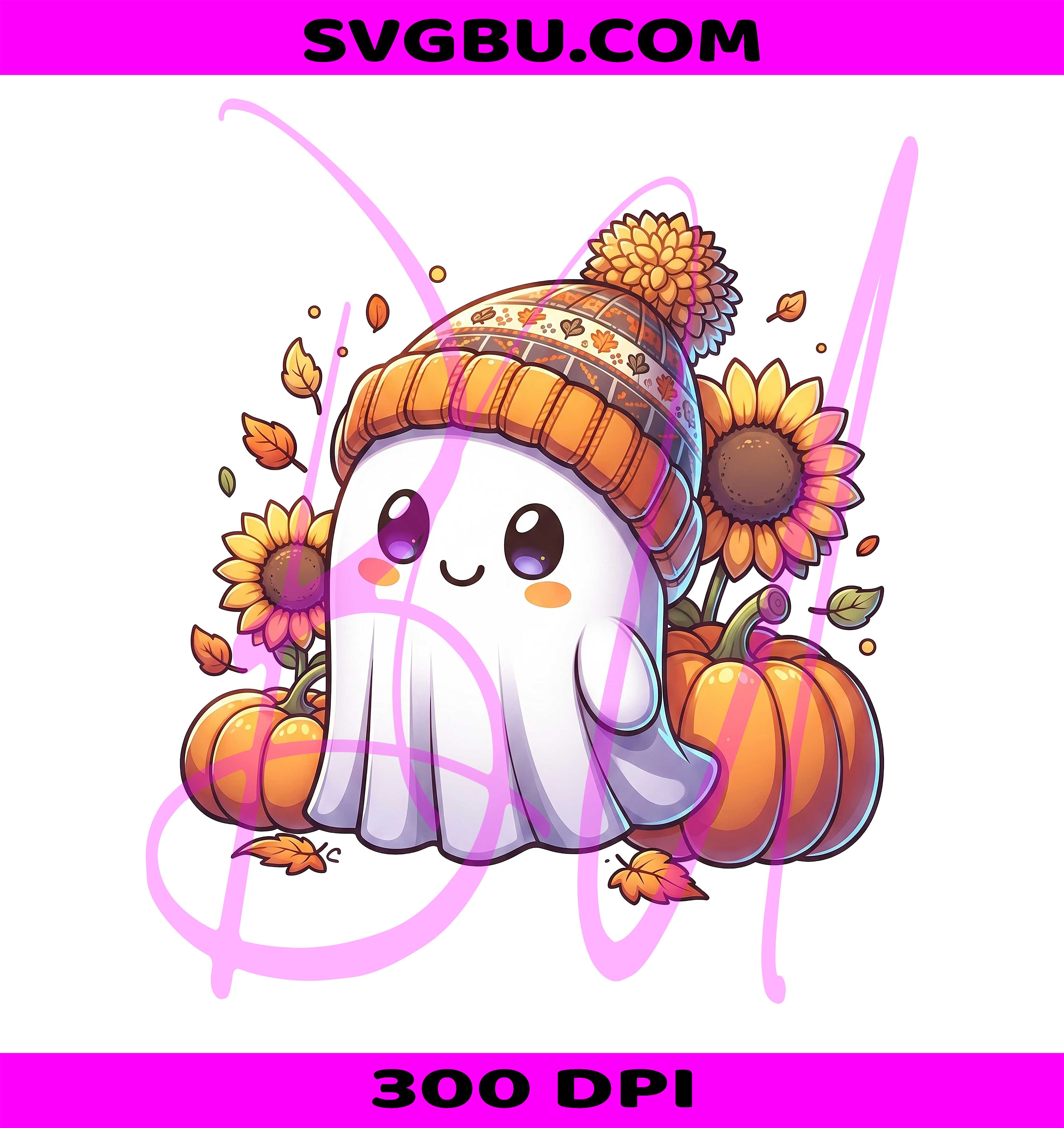 Cute Ghost Halloween PNG, Floral Ghost PNG, Fall Ghost PNG
