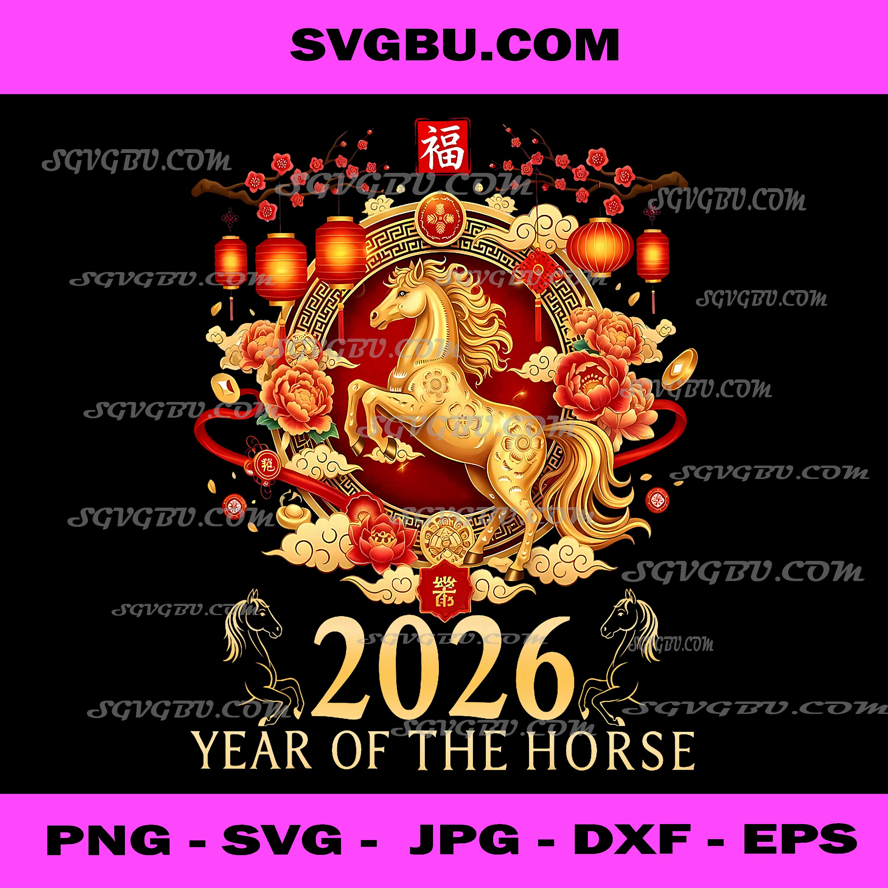 Happy Chinese New Year 2026 PNG, Traditional Year of The Horse PNG