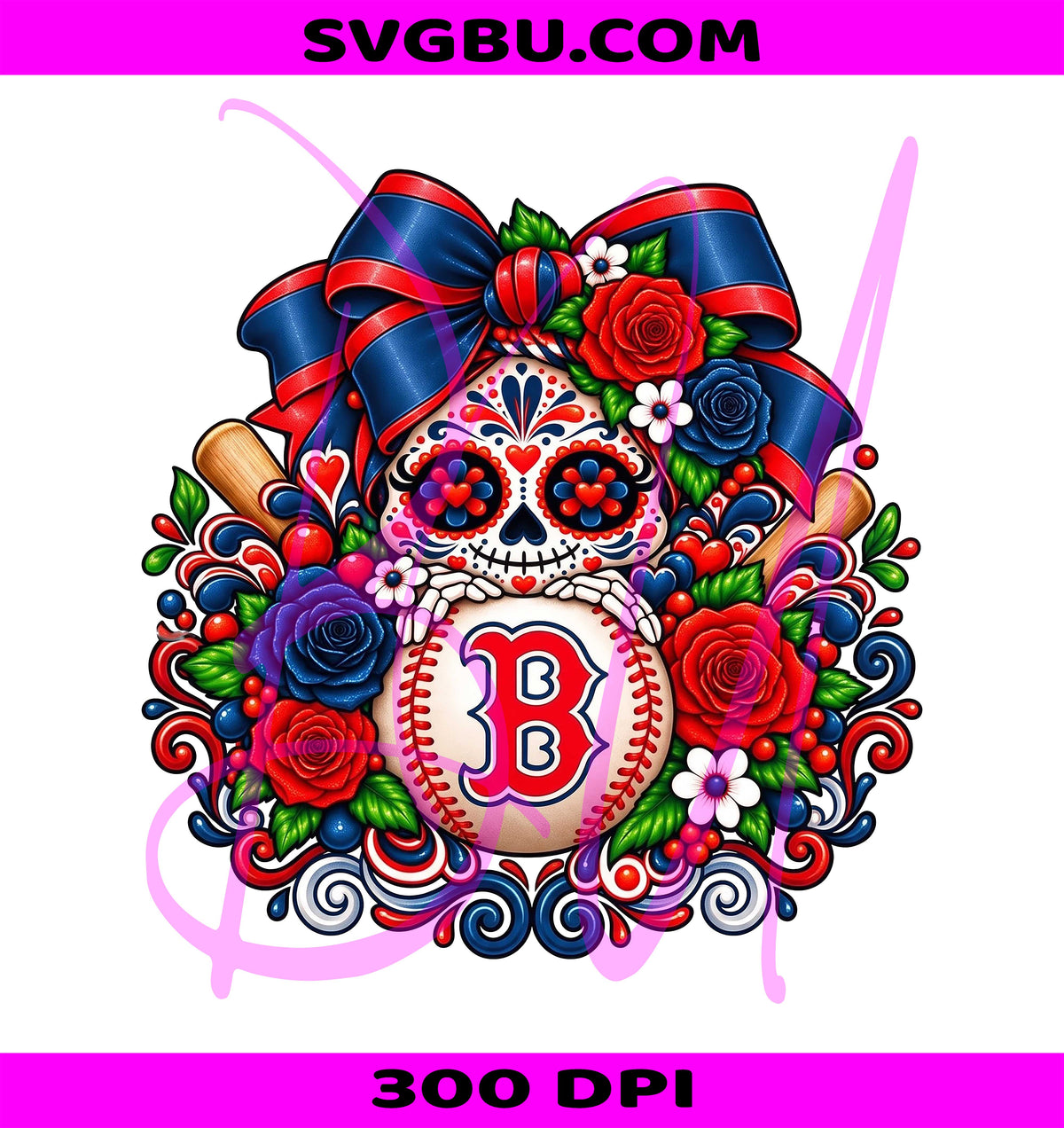 Red Sox Skull PNG, Day Of The Dead PNG, Dia De Los Muertos PNG