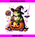 Frog Witch PNG, Cute Pumpkin Frog PNG, Retro Spooky Frog PNG
