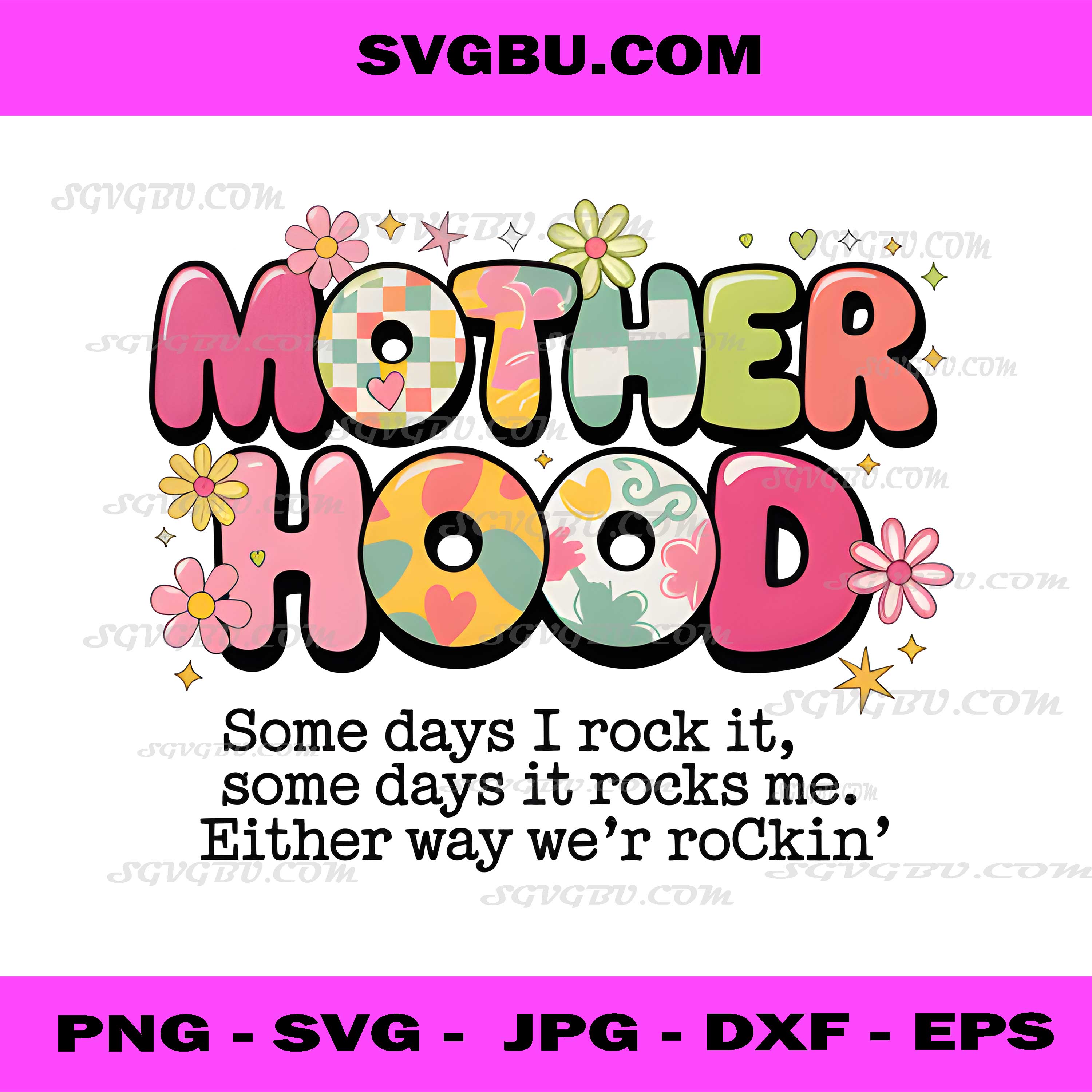 Groovy Motherhood We’re Rockin’ PNG, Colorful Floral Mom Life
